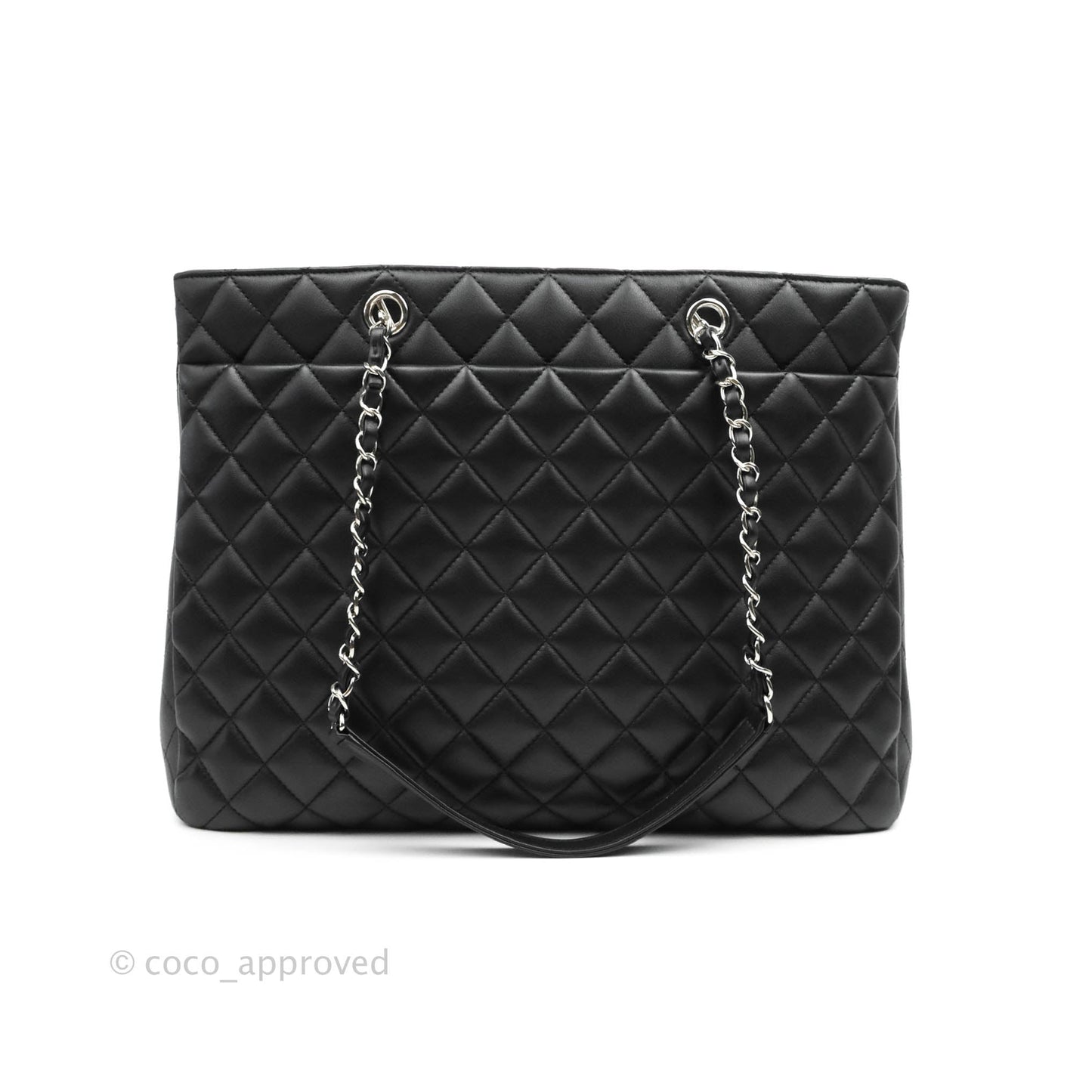 Chanel Classic Quilted Black Calfskin Shopping Bag Silver Hardware