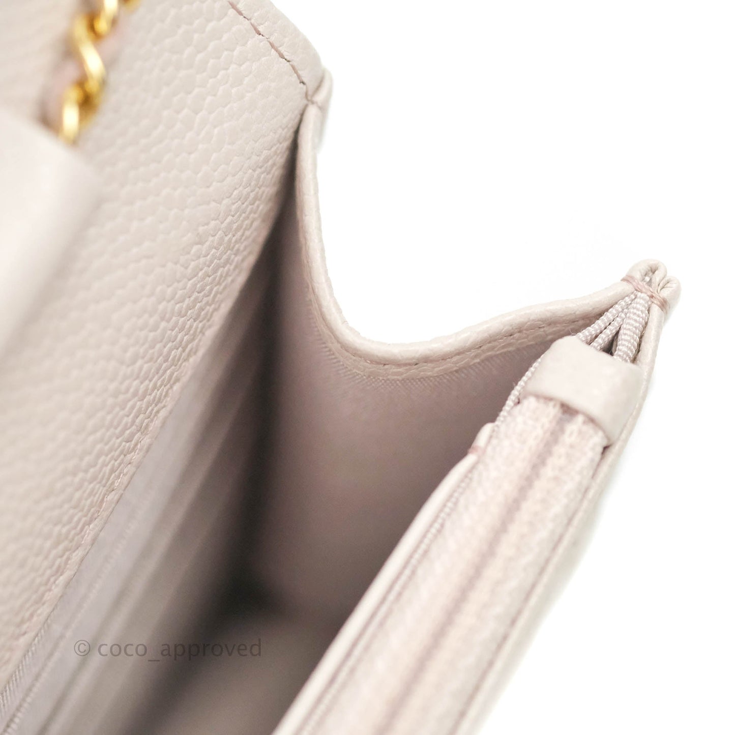 Chanel Quilted WOC Lilac Caviar CC Coco Chain Gold Hardware