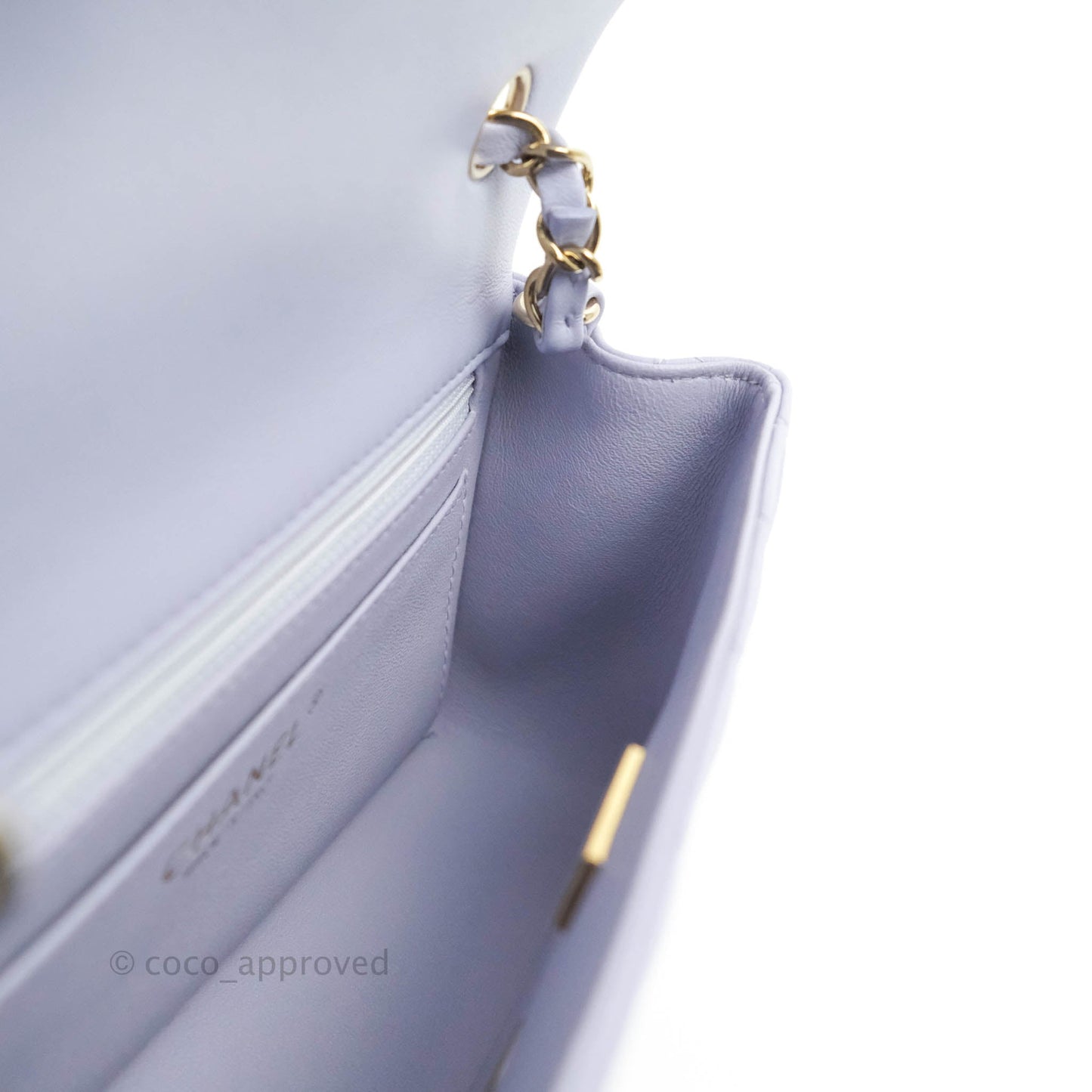 Chanel Quilted Mini Rectangular Lilac Lambskin Gold Hardware 21K