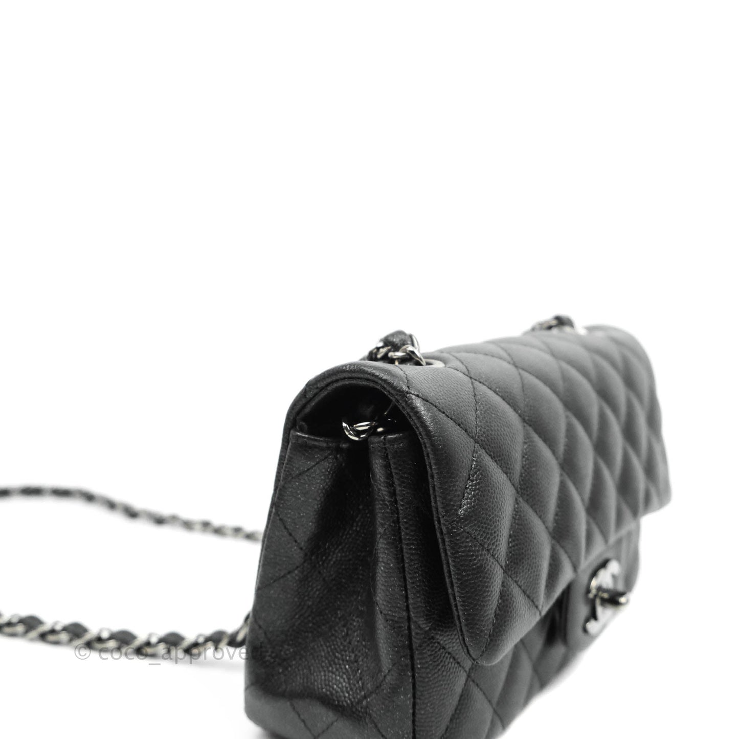 Chanel Quilted Mini Rectangular Iridescent Black Caviar Gun Metal 18C