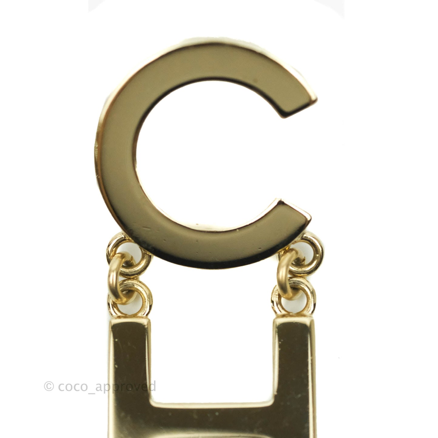 Chanel Letter Cha-Nel Logo Drop Earrings Gold Tone 20V