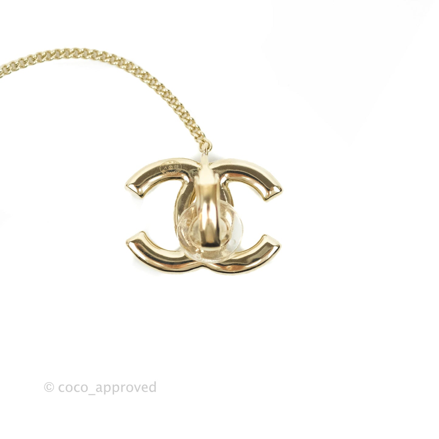 Chanel Pearl CC Clip-on Earrings Gold Tone 21V