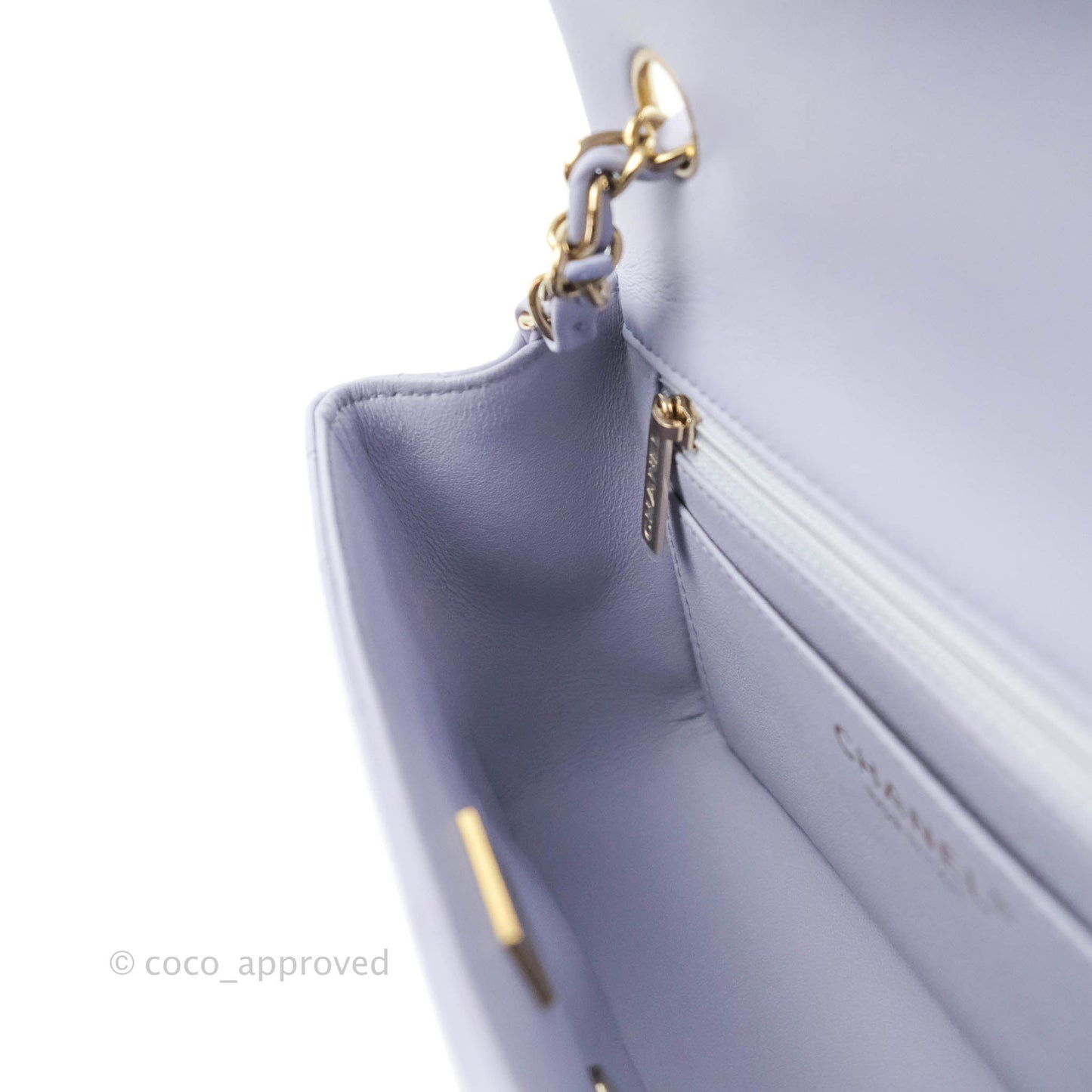 Chanel Quilted Mini Rectangular Lilac Lambskin Gold Hardware 21K
