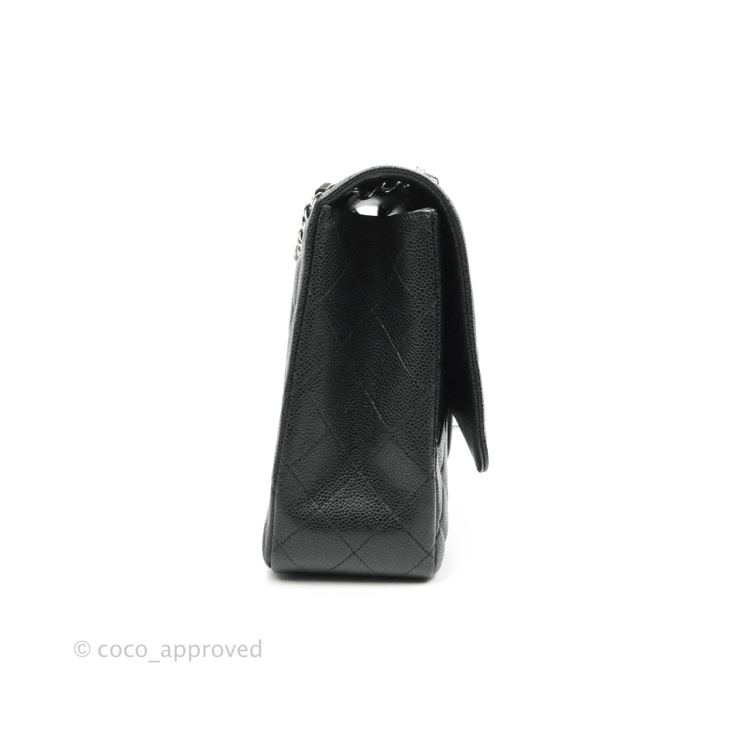 Chanel Single Flap Maxi Caviar Black Silver Hardware