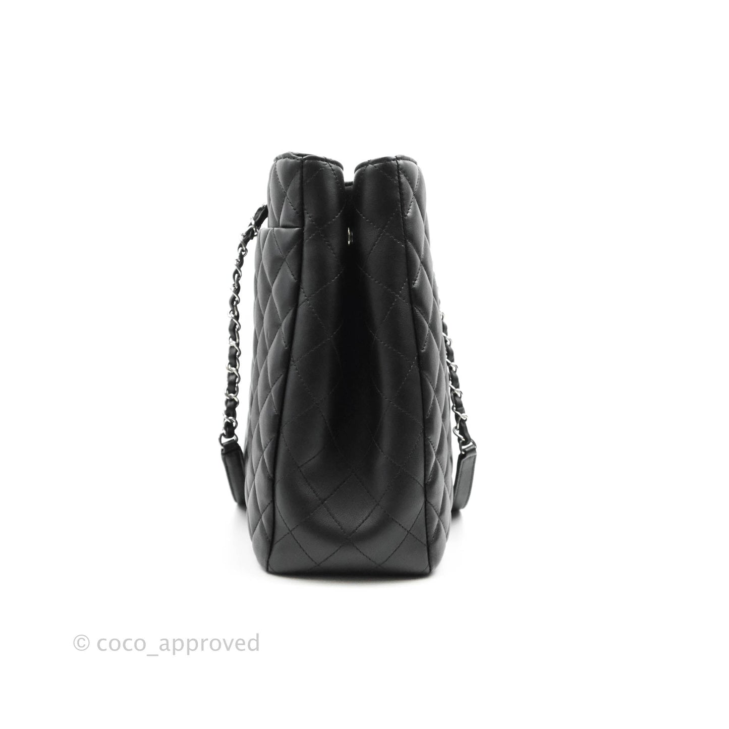 Chanel Classic Quilted Black Calfskin Shopping Bag Silver Hardware
