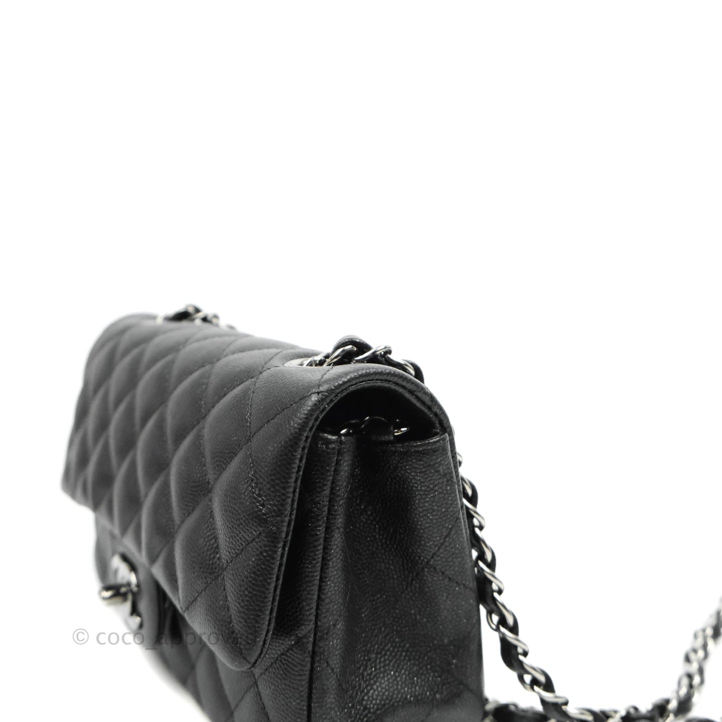 Chanel Quilted Mini Rectangular Iridescent Black Caviar Gun Metal 18C