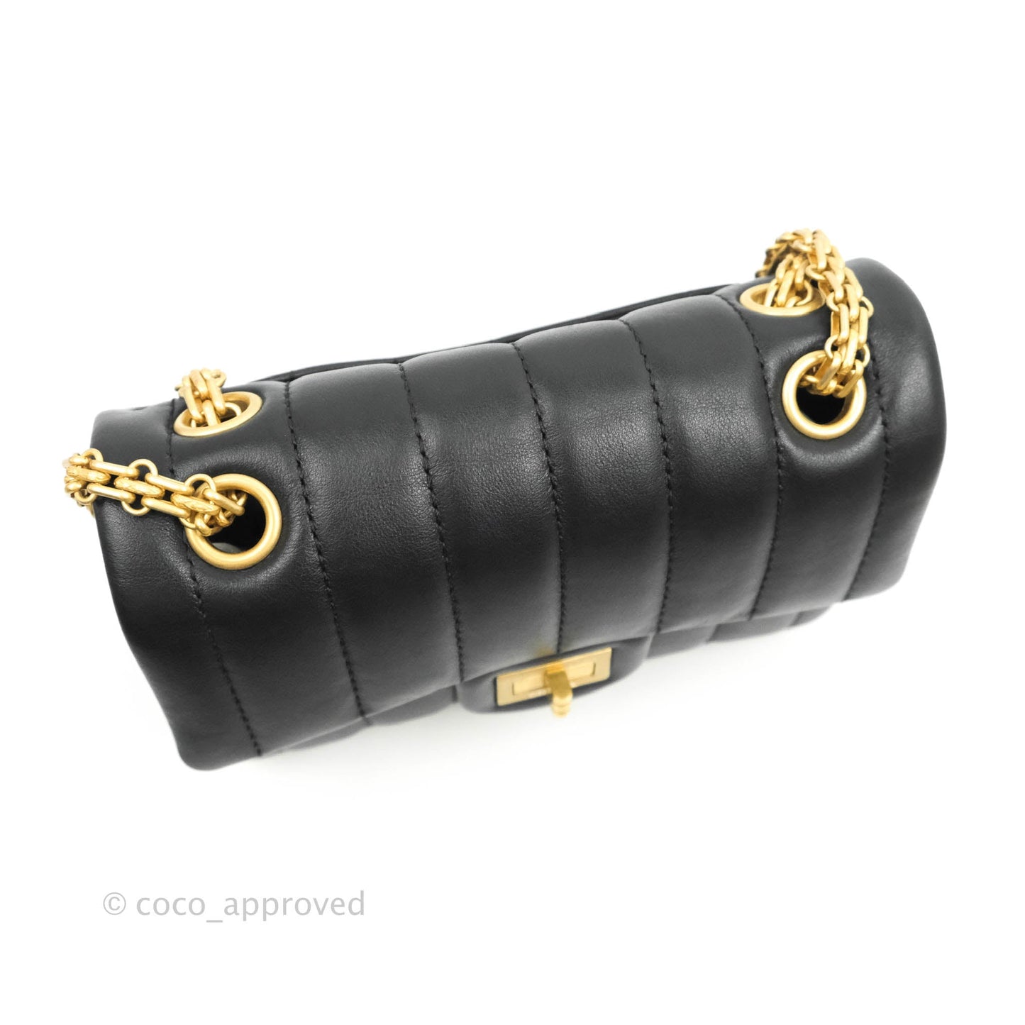 Chanel Mini Reissue 224 Vertical Quilted Black Calfskin Aged Gold Hardware
