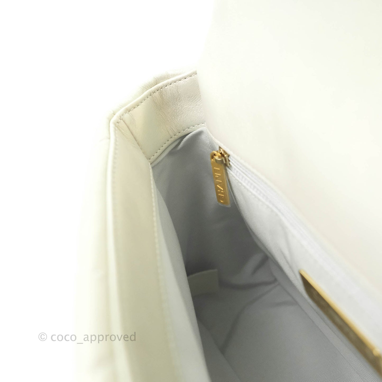 Chanel 19 Small Iridescent White Mixed Hardware