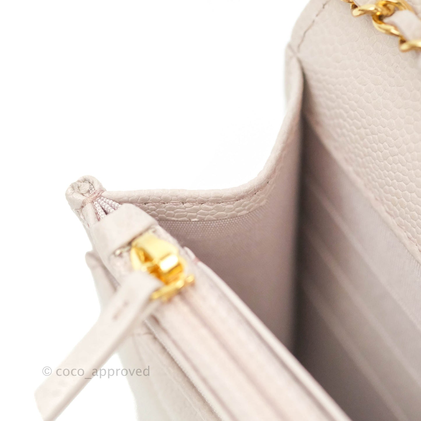 Chanel Quilted WOC Lilac Caviar CC Coco Chain Gold Hardware