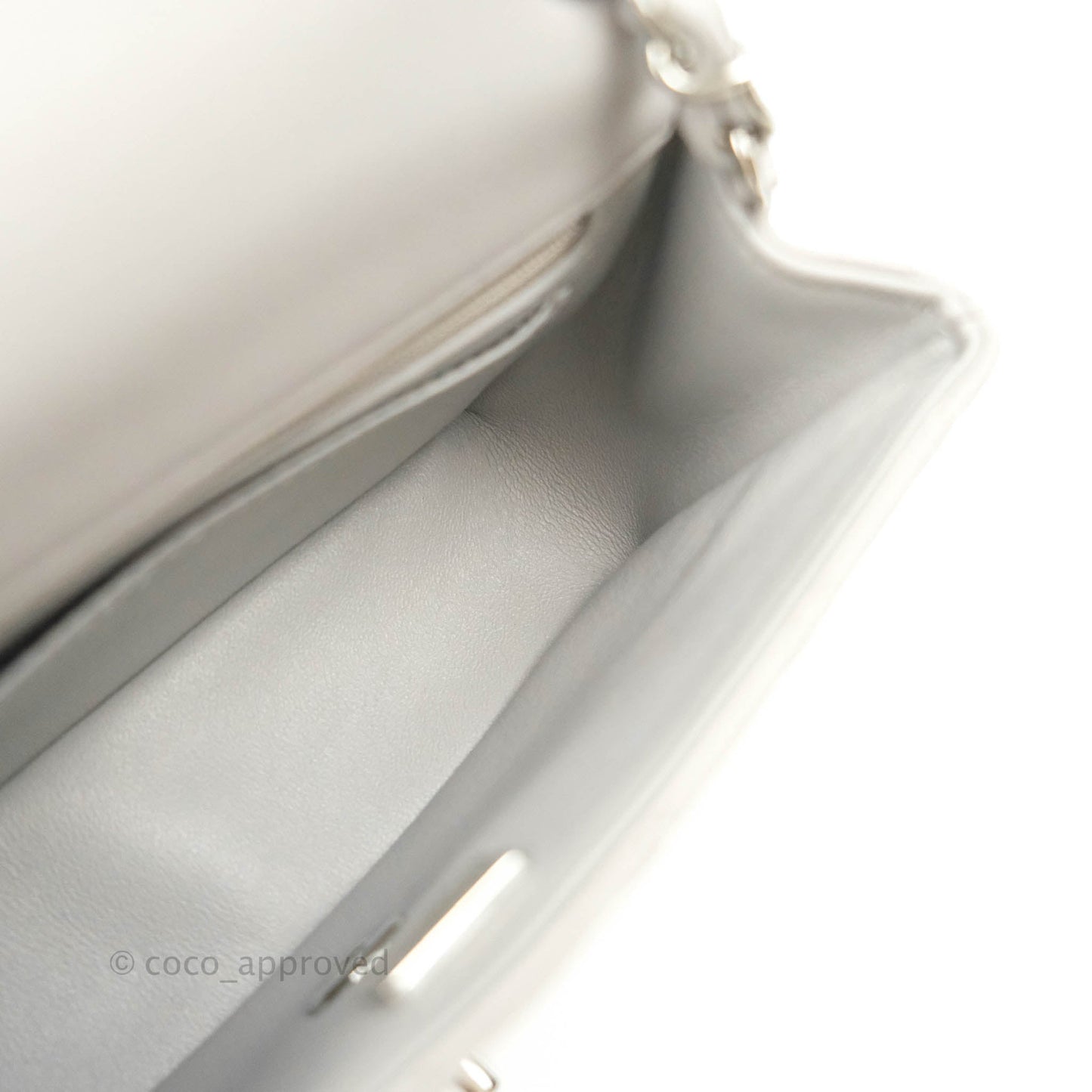 Chanel Quilted Mini Rectangular Grey Lambskin Silver Hardware 21B