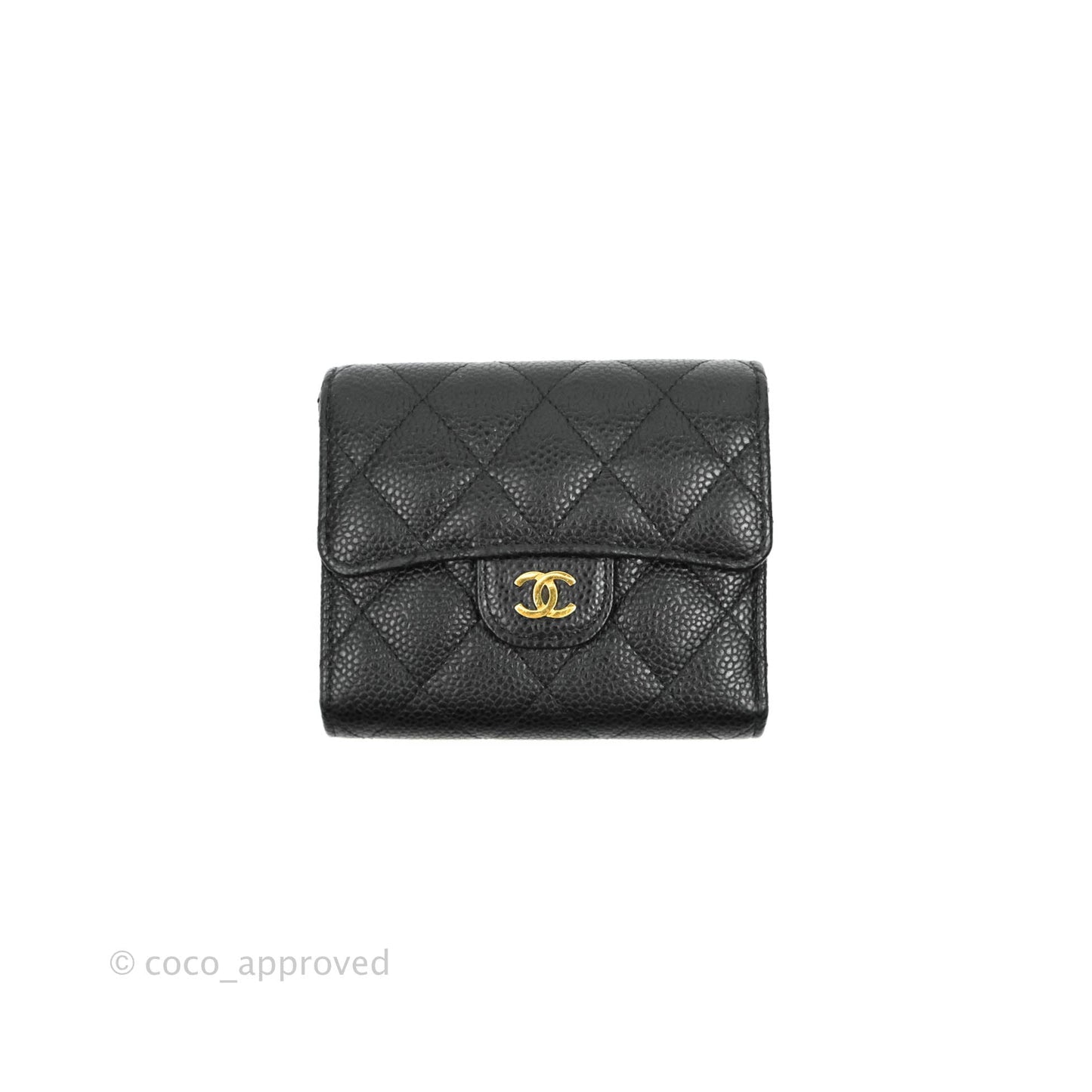 Chanel Classic Short Flap Wallet Black Caviar Gold Hardware
