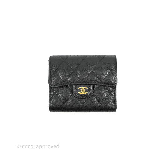 Chanel Classic Short Flap Wallet Black Caviar Gold Hardware