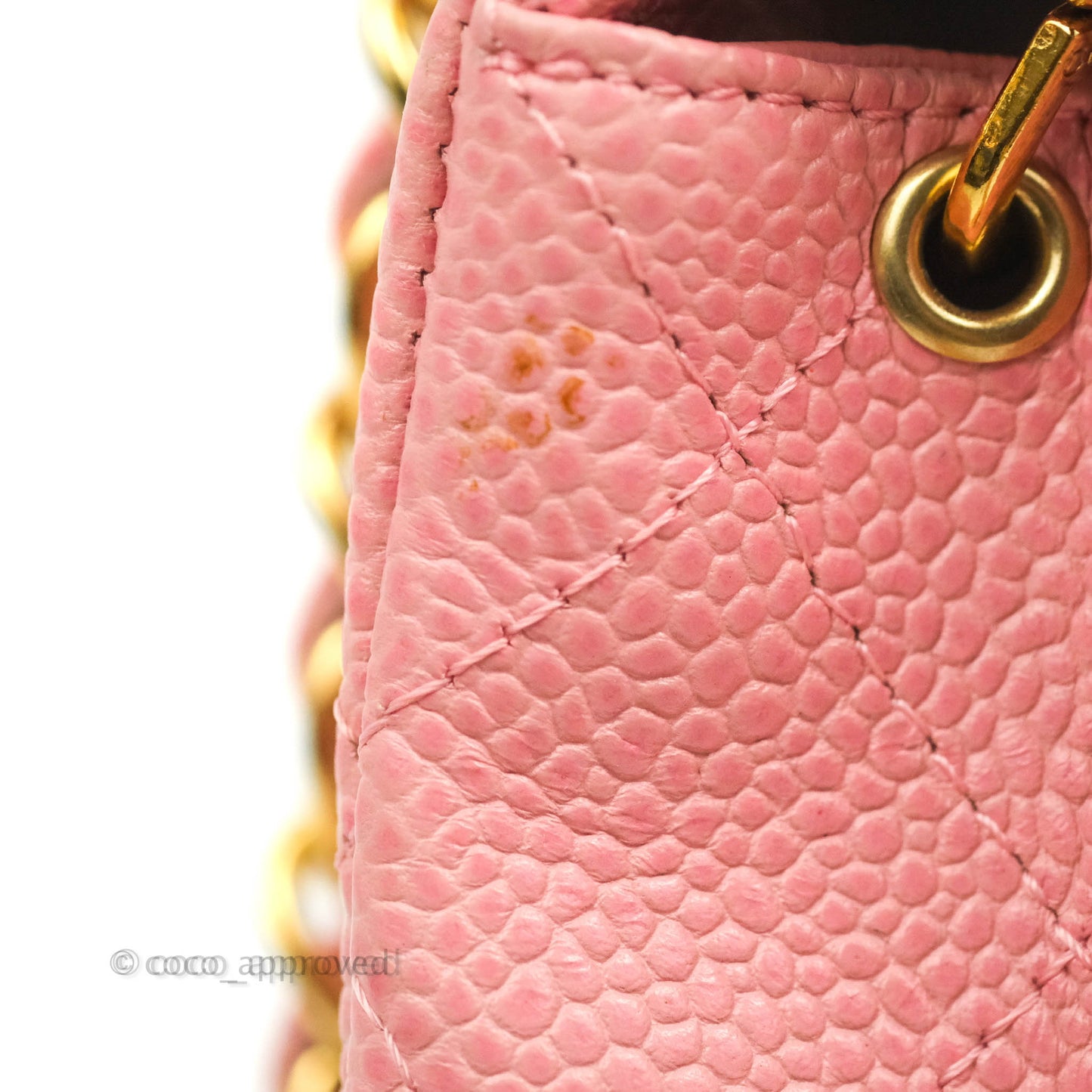 Chanel Vintage Quilted Mini Square Flap Pink Caviar 24K Gold Hardware