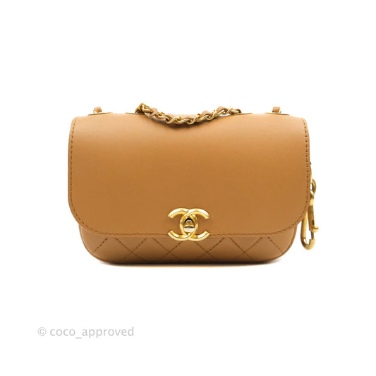 Chanel Quilted Flap With Coin Purse Caramel Calfskin Aged Gold Hardware 19K