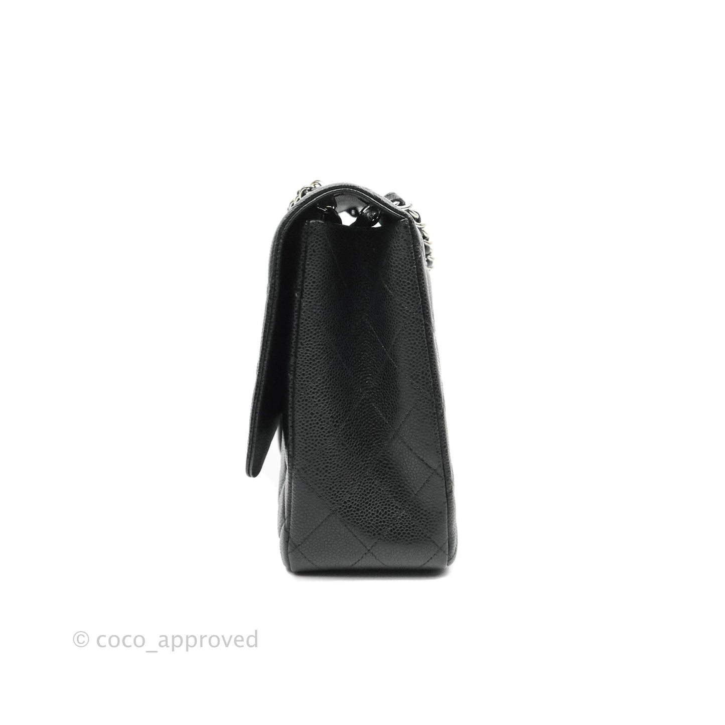 Chanel Single Flap Maxi Caviar Black Silver Hardware