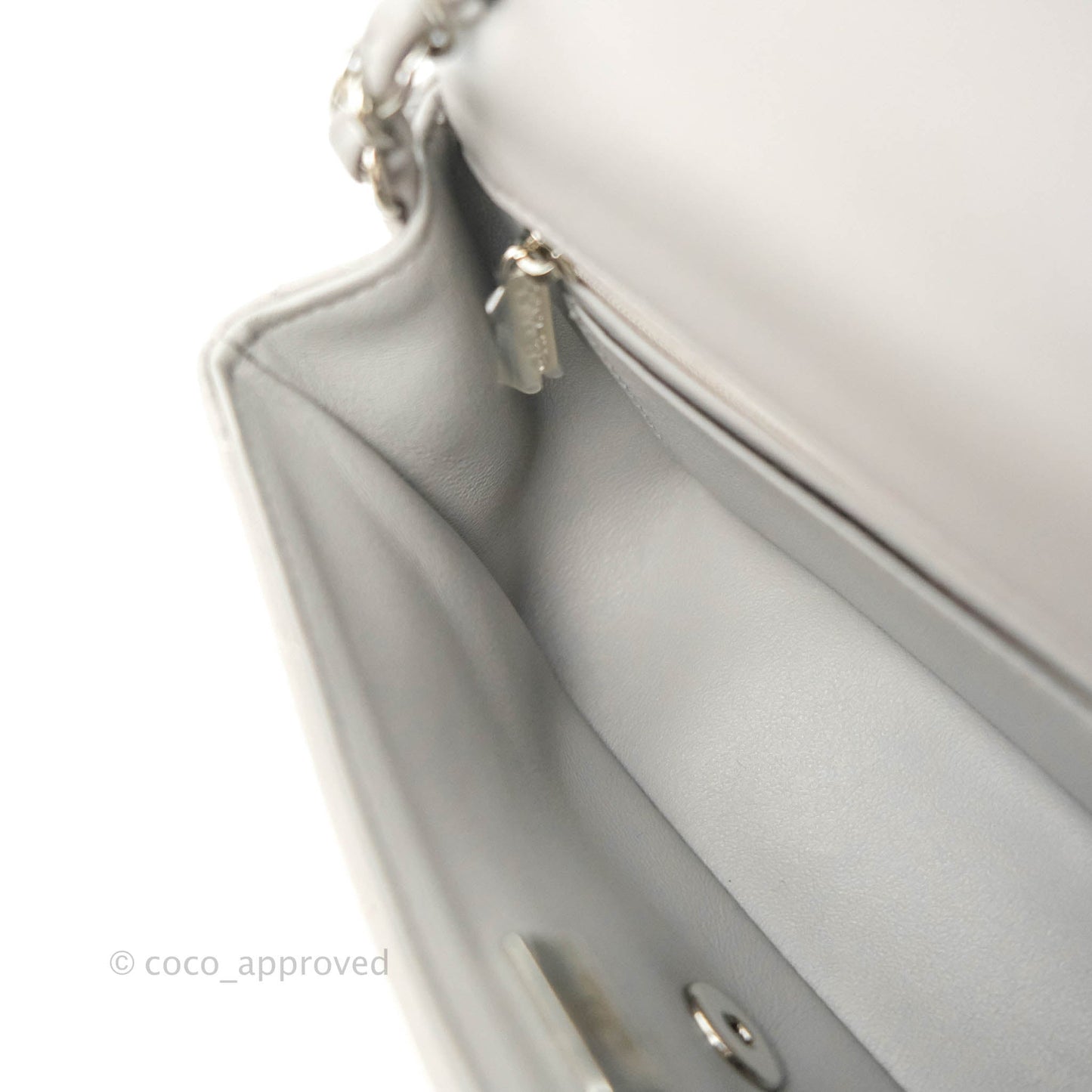 Chanel Quilted Mini Rectangular Grey Lambskin Silver Hardware 21B
