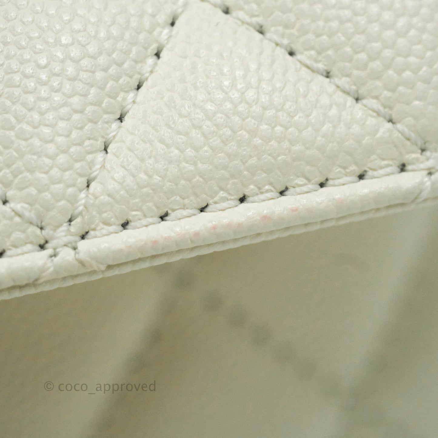 Chanel Small (Mini) Quilted Coco Handle White Caviar Gold Hardware