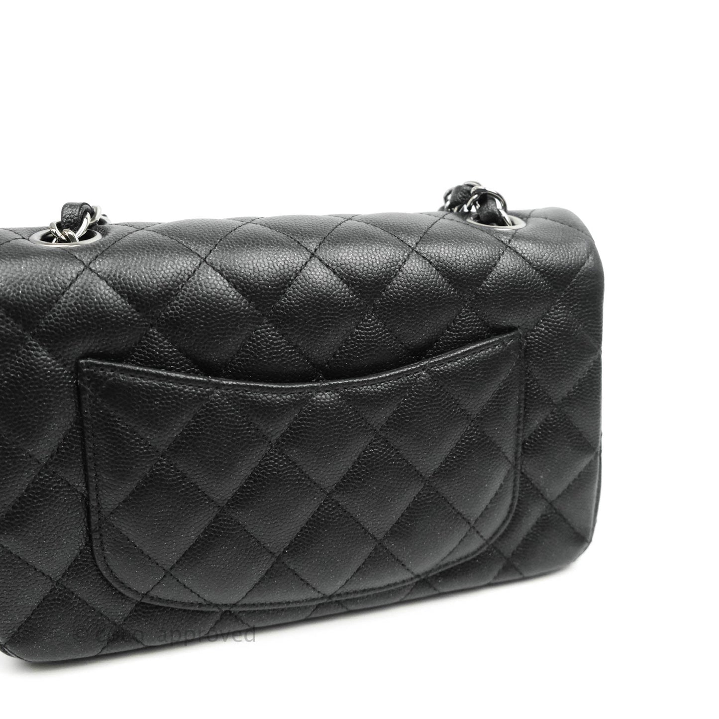 Chanel Quilted Mini Rectangular Iridescent Black Caviar Gun Metal 18C