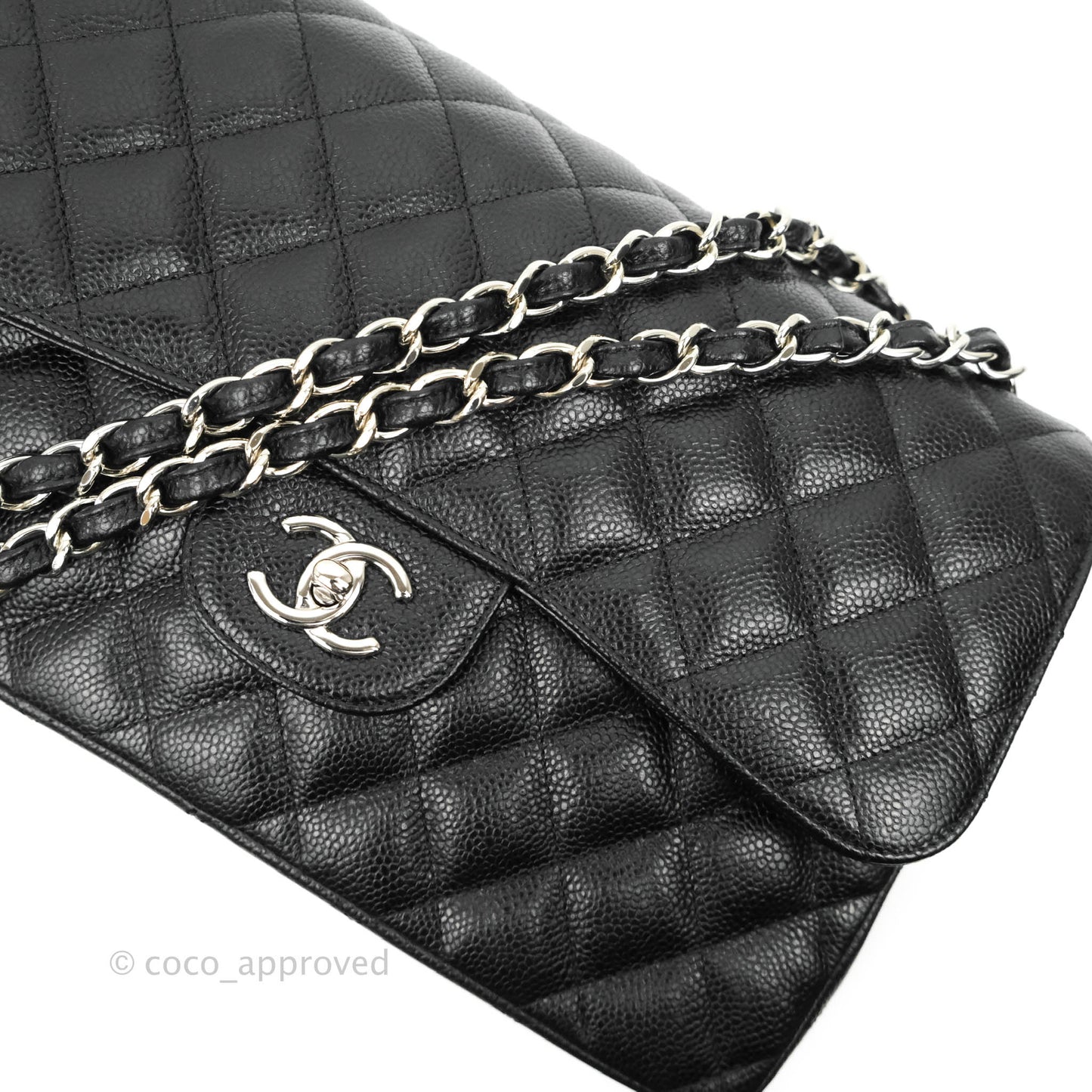 Chanel Jumbo Double Flap Black Caviar Silver Hardware⁣⁣
