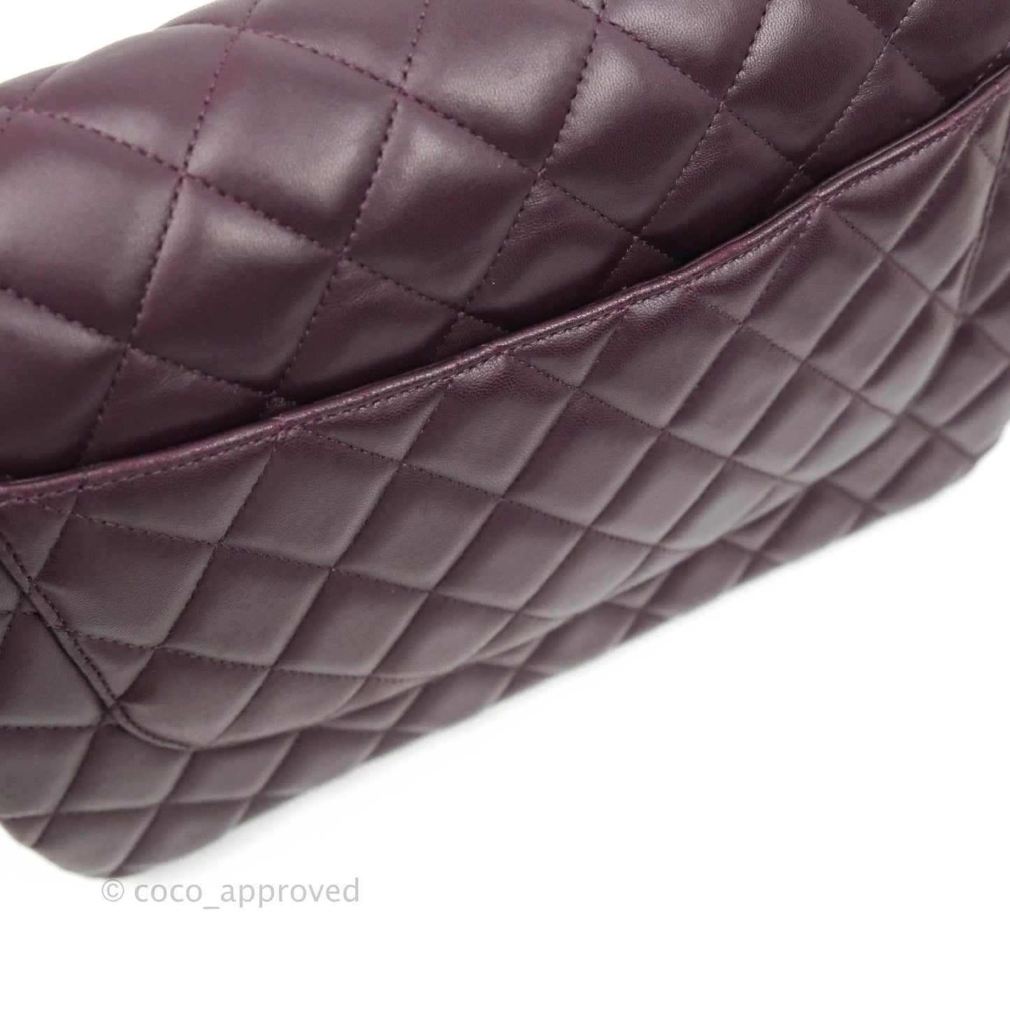 Chanel Quilted Jumbo Double Flap Plum Lambskin Gun Metal