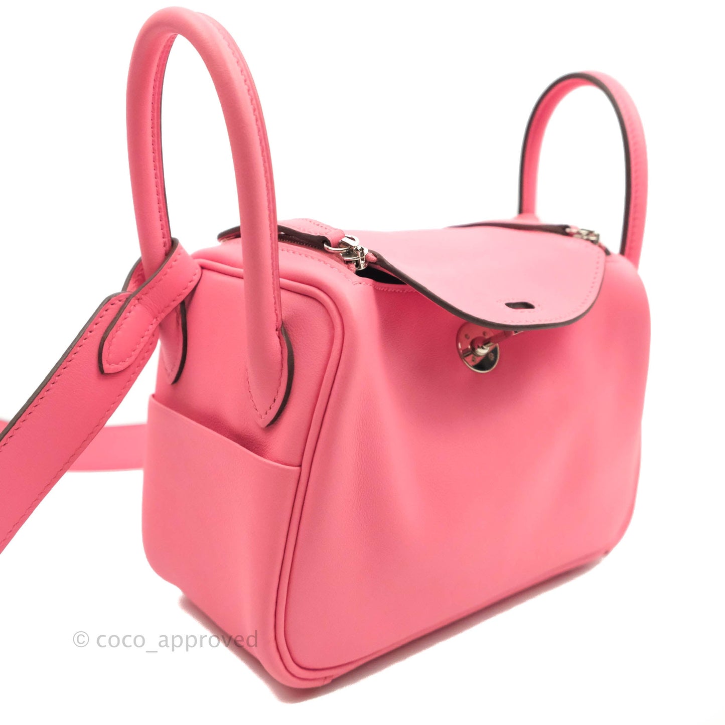 Hermès Mini Lindy 20 Rose Ete Swift Palladium Hardware