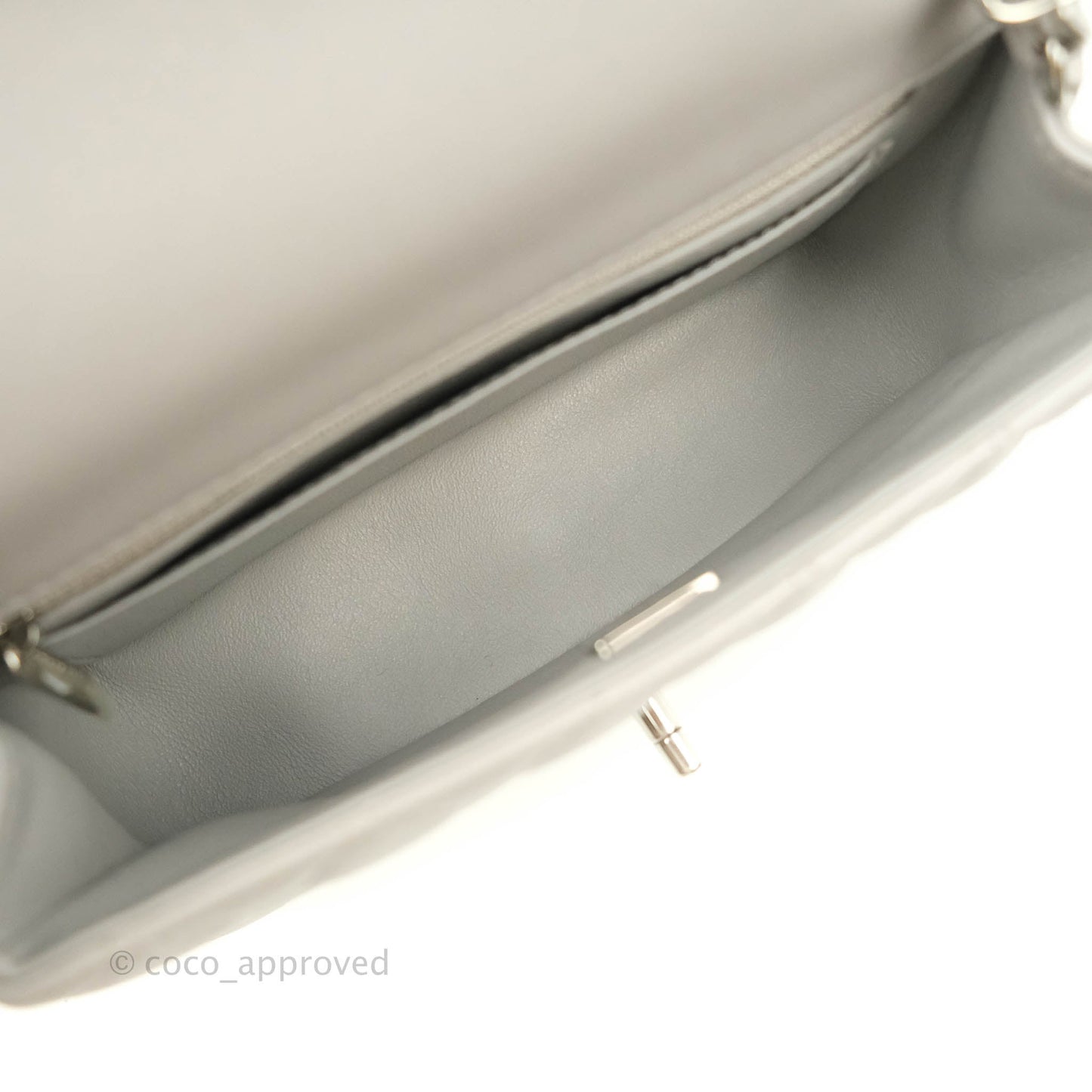 Chanel Quilted Mini Rectangular Grey Lambskin Silver Hardware 21B
