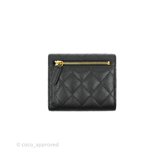 Chanel Classic Short Flap Wallet Black Caviar Gold Hardware