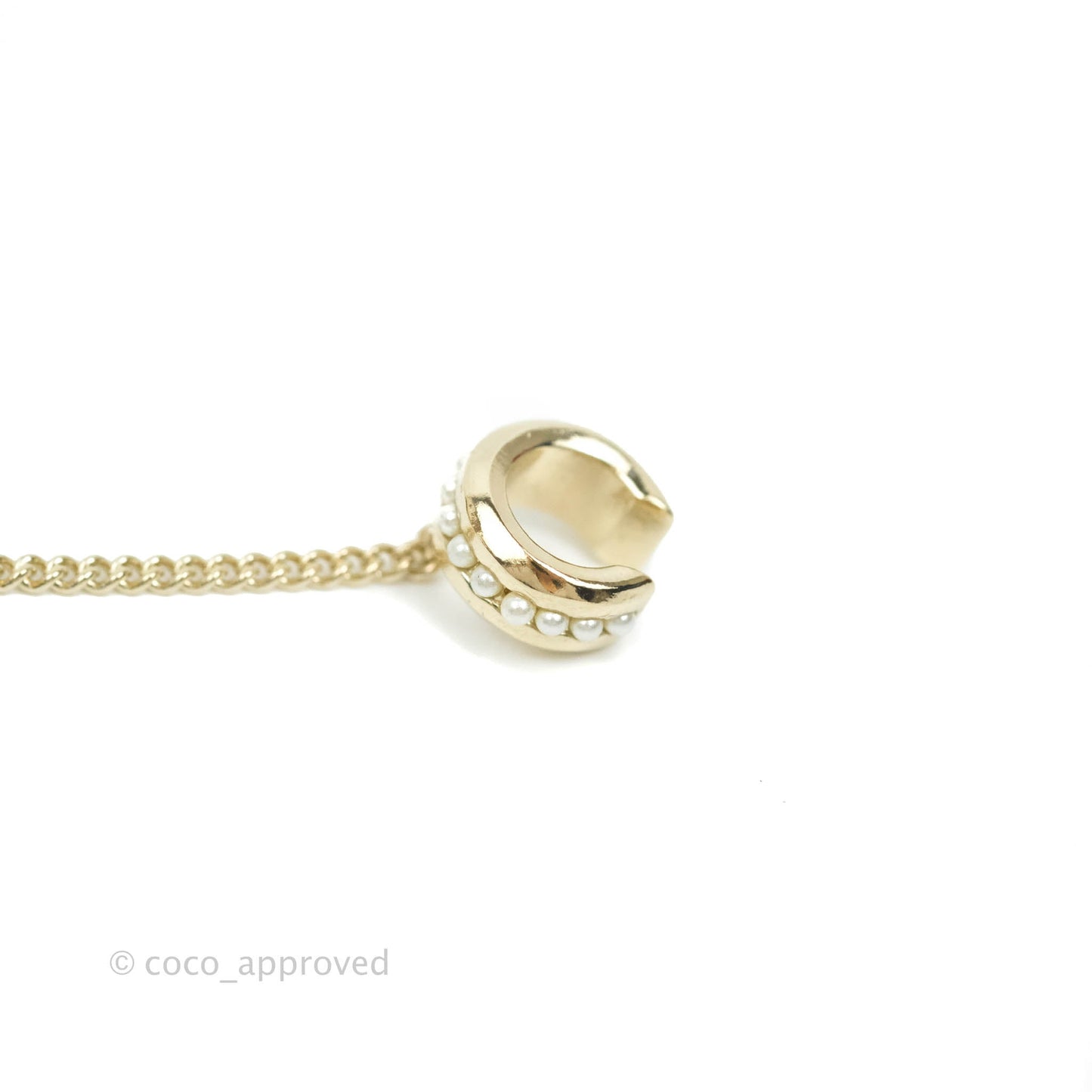 Chanel Pearl CC Clip-on Earrings Gold Tone 21V