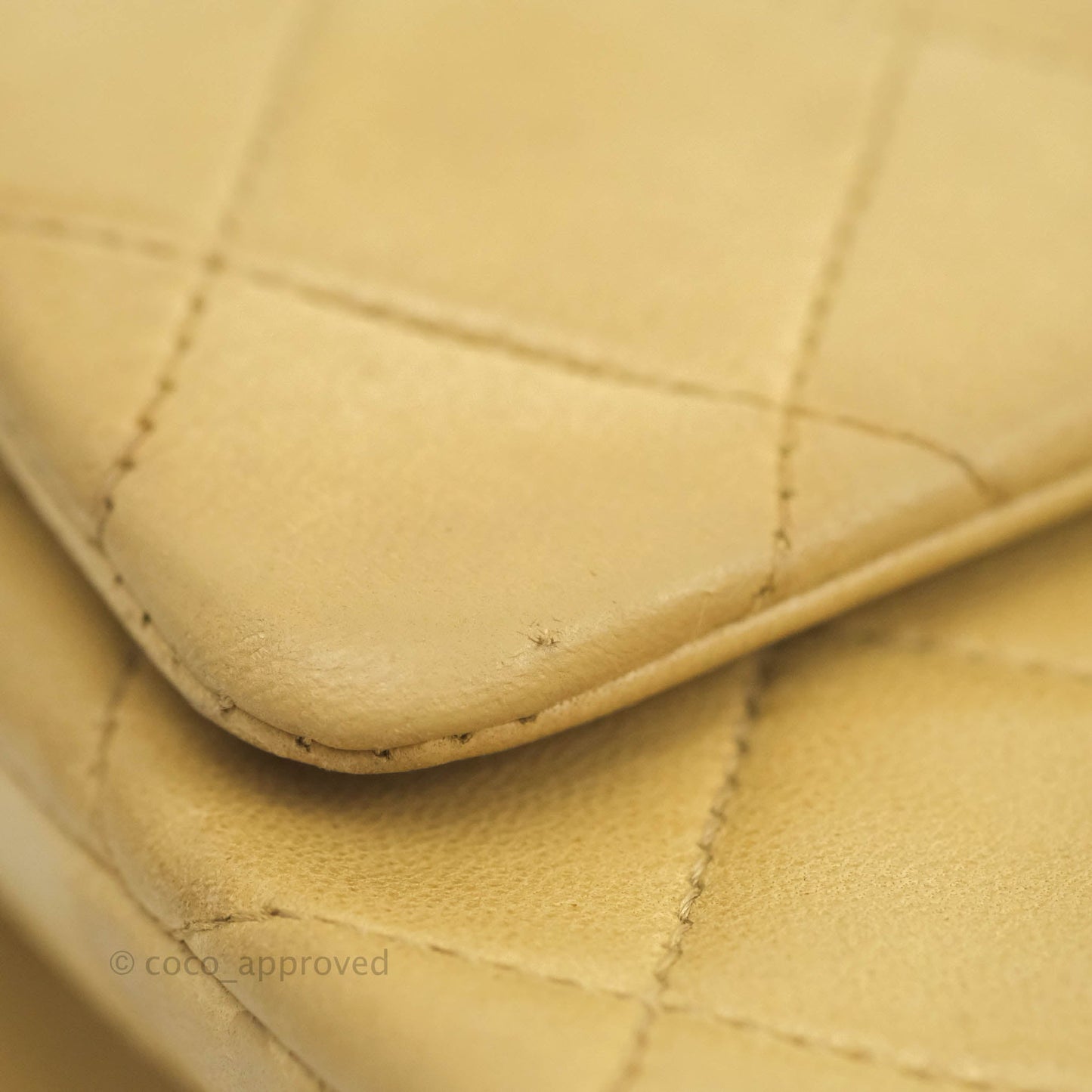 Chanel Vintage Classic M/L Medium Double Flap Bag Beige Lambskin 24K Gold Hardware