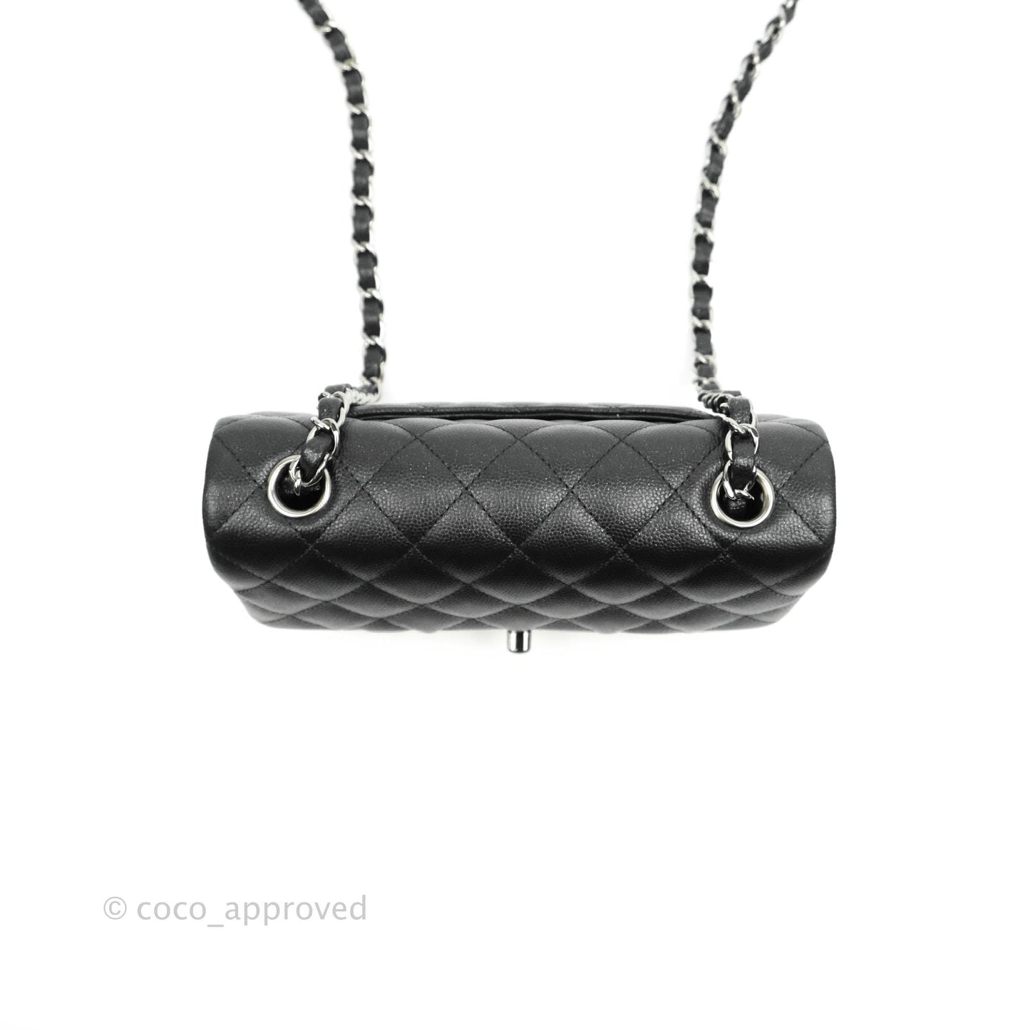 Chanel Quilted Mini Rectangular Iridescent Black Caviar Gun Metal 18C