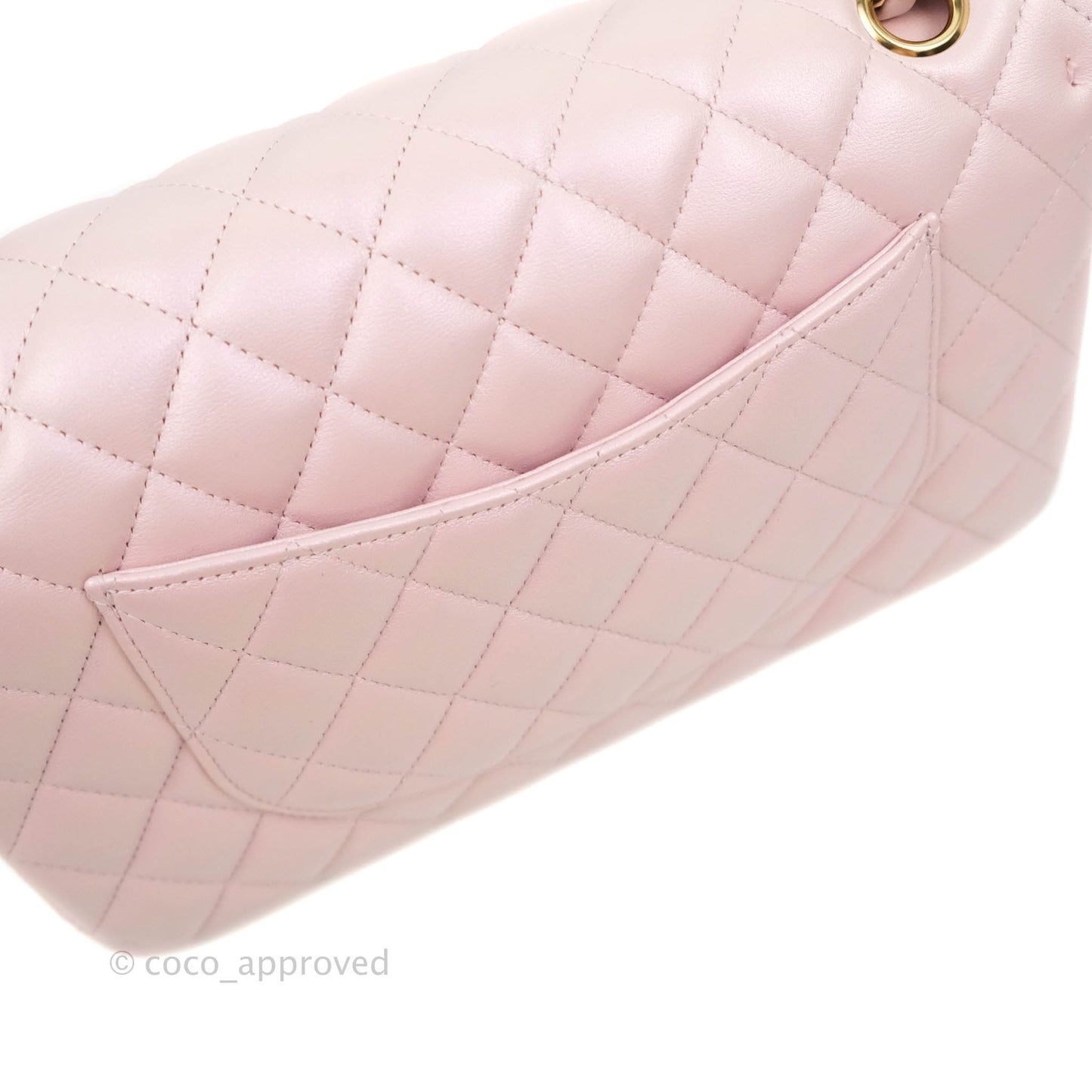 Chanel Quilted M/L Medium Double Flap Bag Iridescent Pink Calfskin Gold Hardware 21S