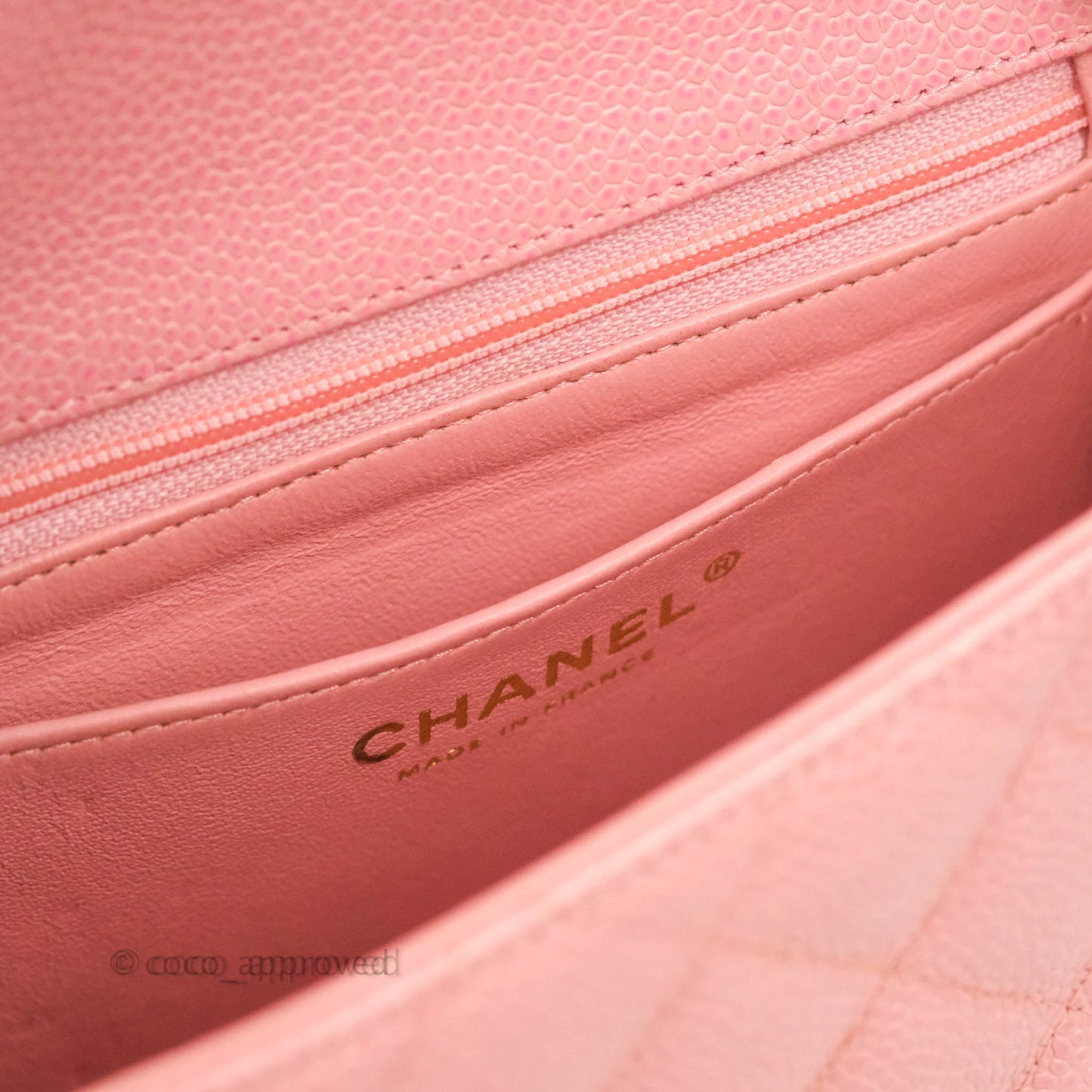 Chanel Vintage Quilted Mini Square Flap Pink Caviar 24K Gold Hardware