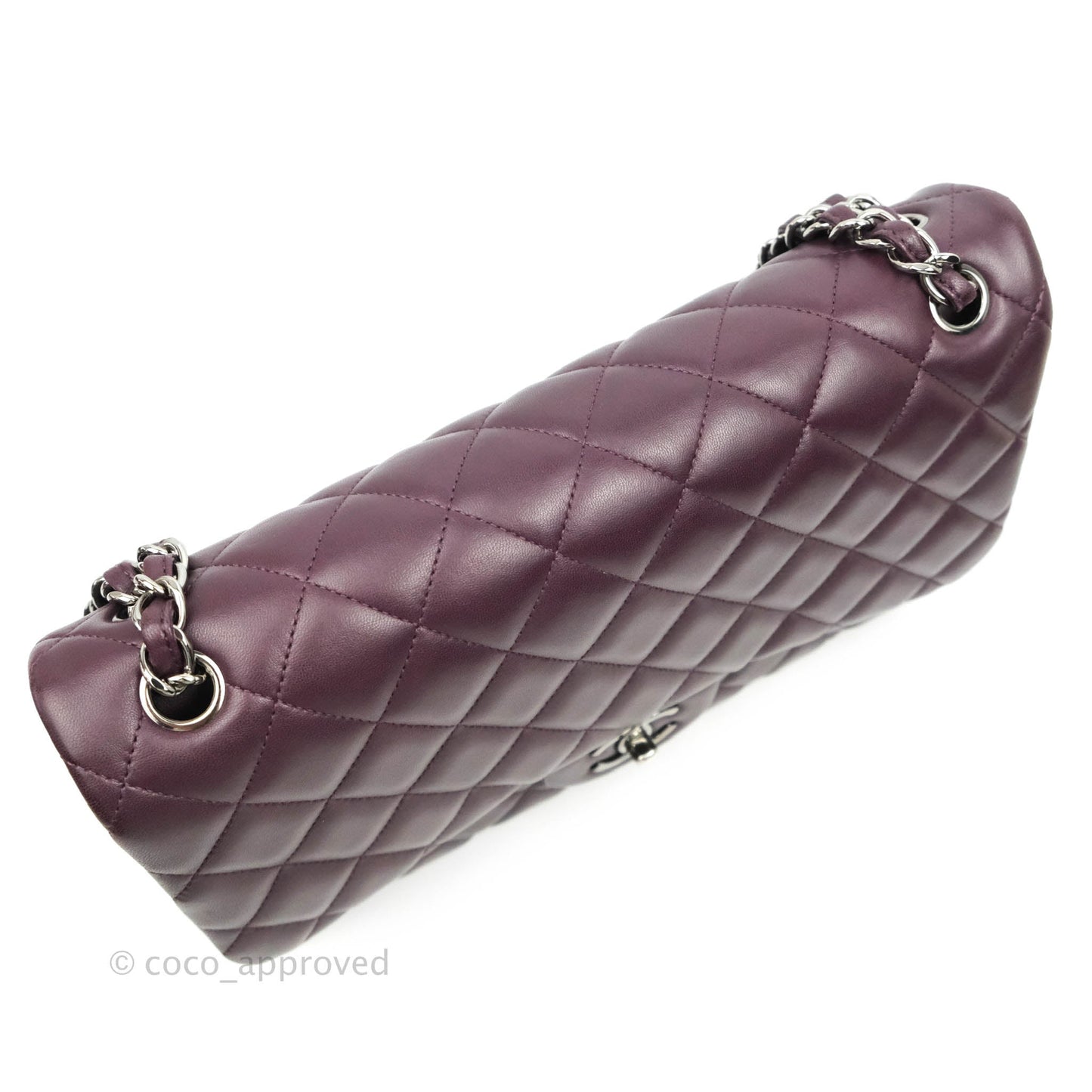 Chanel Quilted Jumbo Double Flap Plum Lambskin Gun Metal