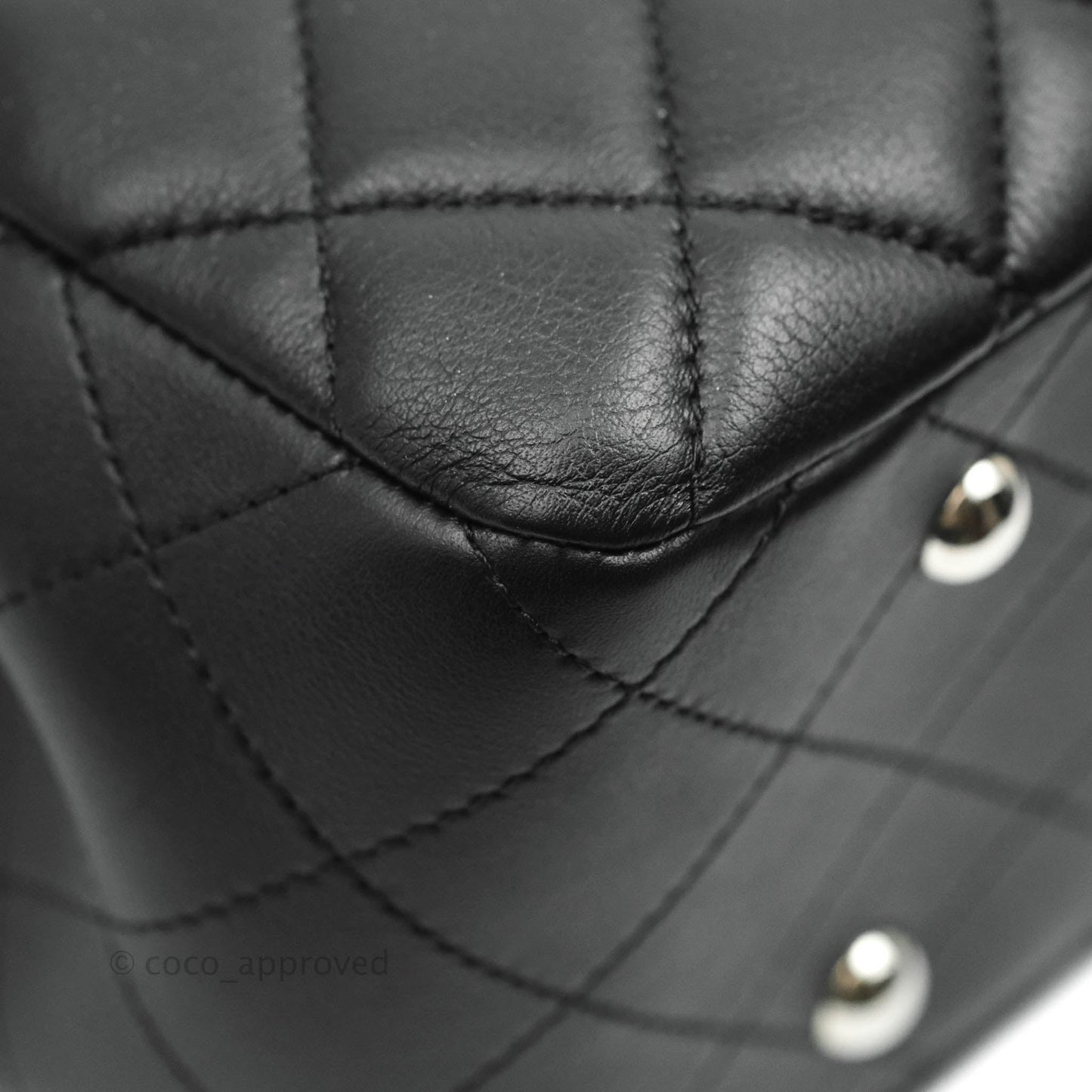 Chanel Classic Quilted Black Calfskin Shopping Bag Silver Hardware