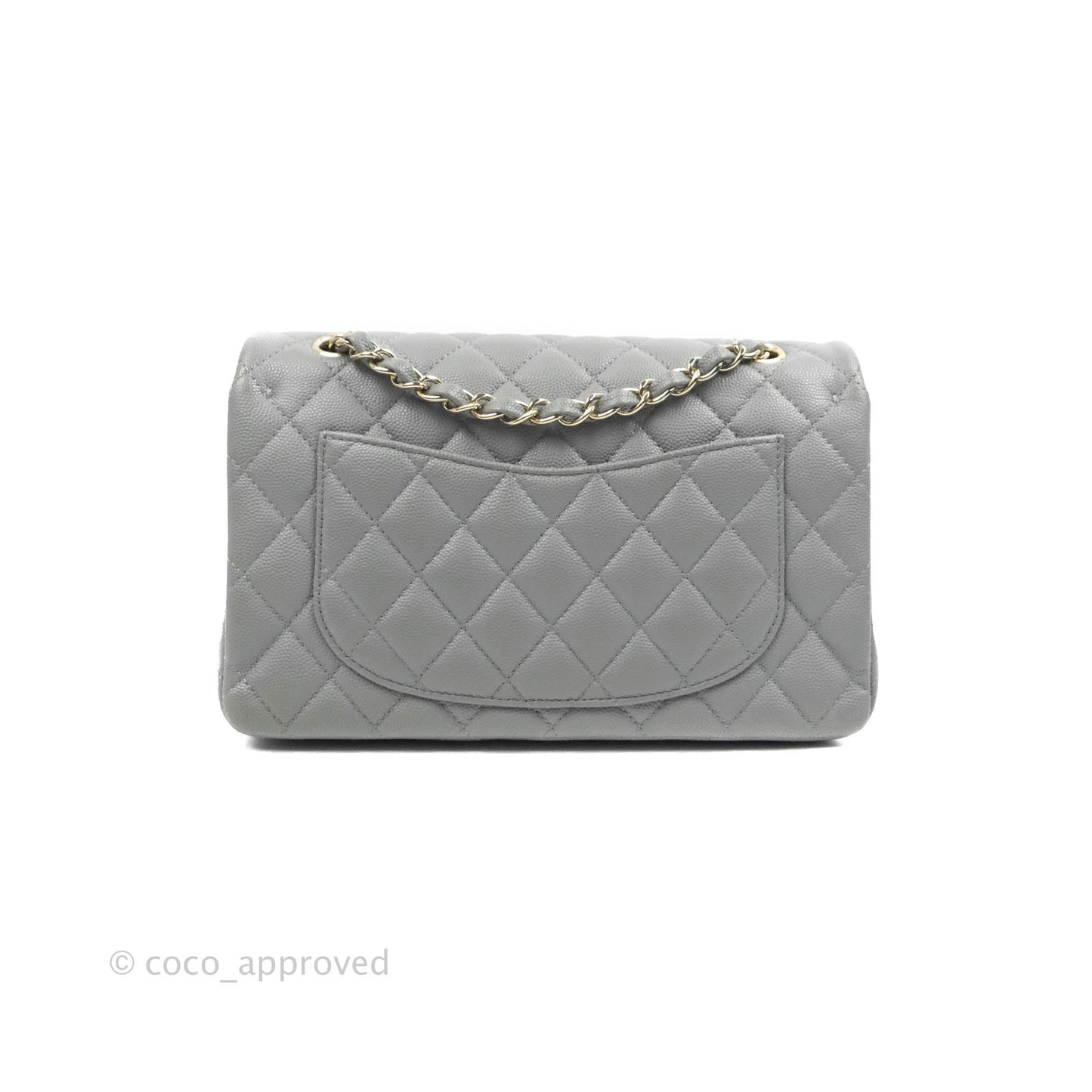 Chanel Small Classic Quilted Flap Grey Caviar Gold Hardware 20C