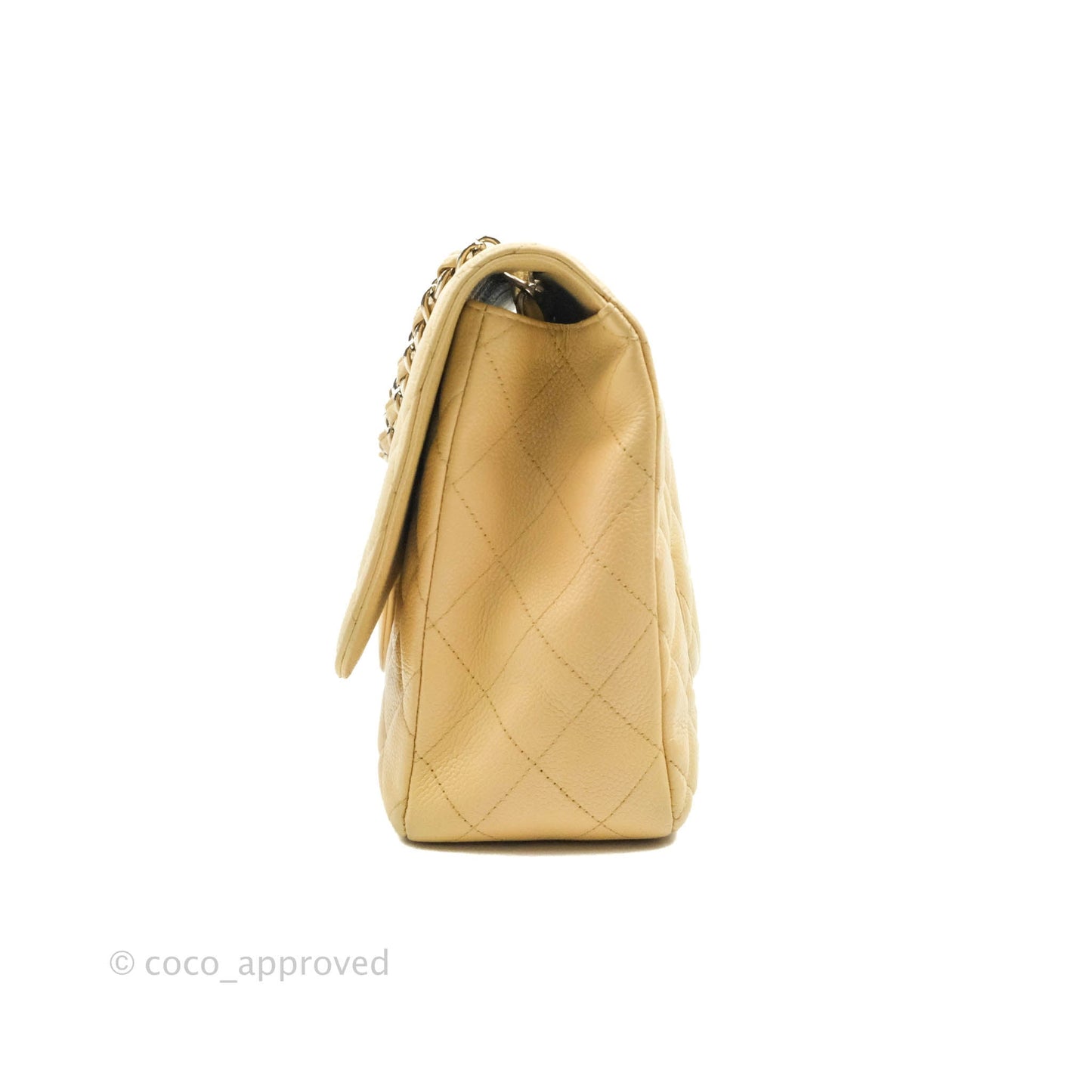 Chanel Jumbo Single Flap Beige Caviar Silver Hardware