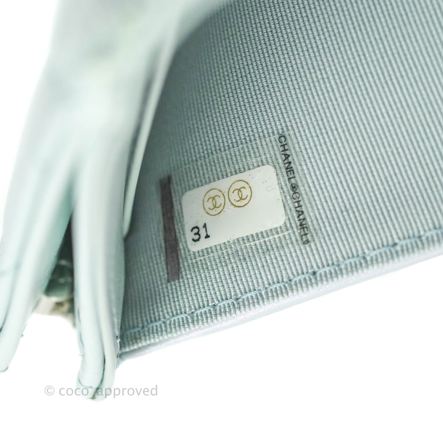 Chanel Classic Short Flap Wallet Iridescent Light Blue Calfskin Silver Hardware 21K