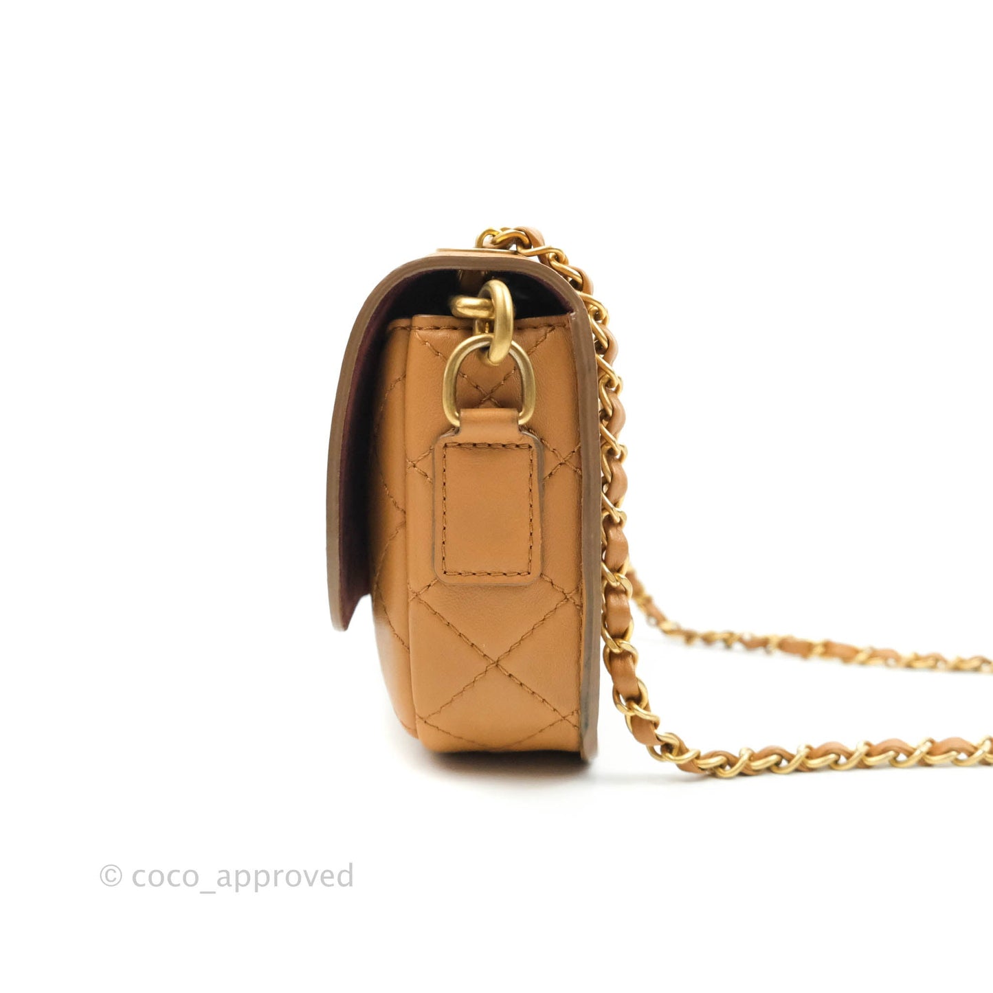 Chanel Quilted Flap With Coin Purse Caramel Calfskin Aged Gold Hardware 19K