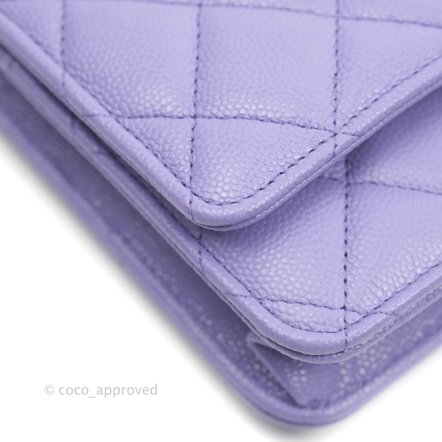 Chanel Quilted Wallet on Chain WOC Purple Caviar Gold Hardware 20S