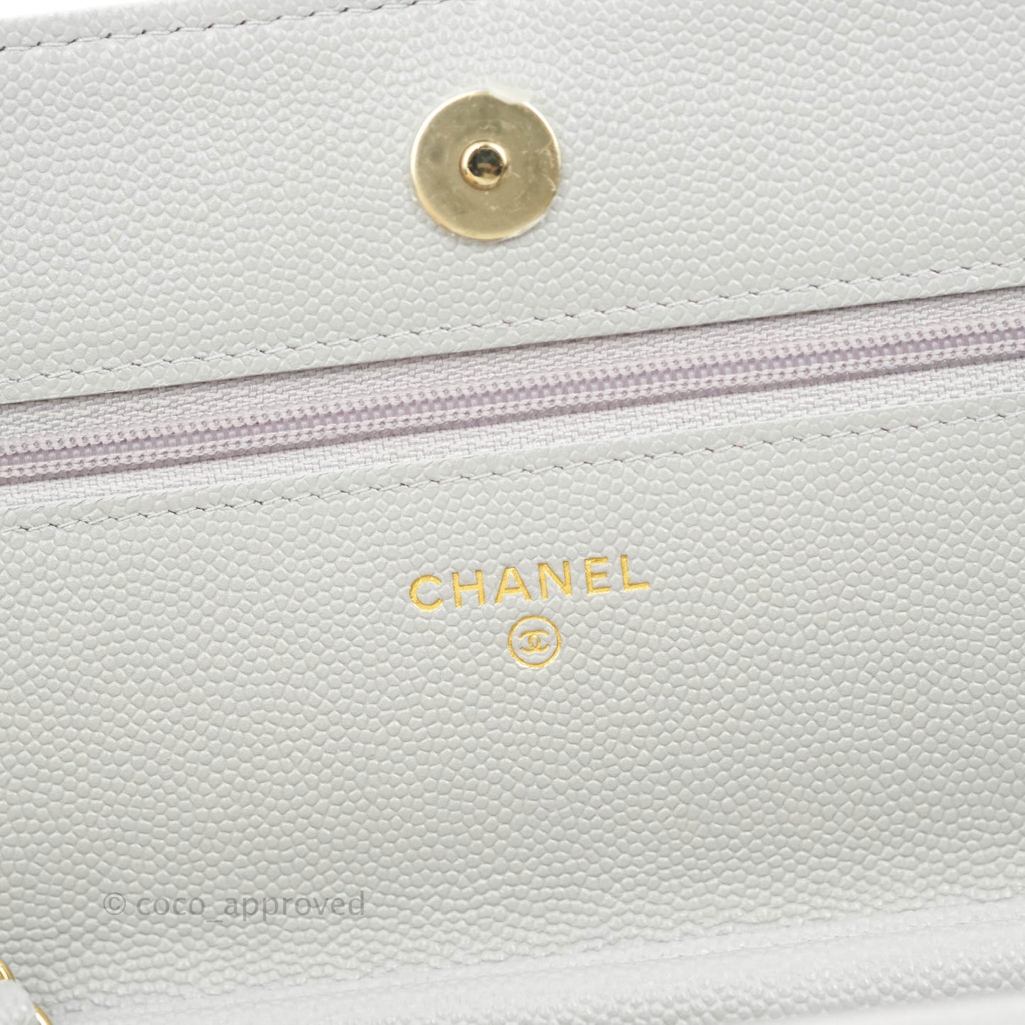Chanel Quilted Wallet on Chain WOC Grey Caviar Gold Hardware 21A