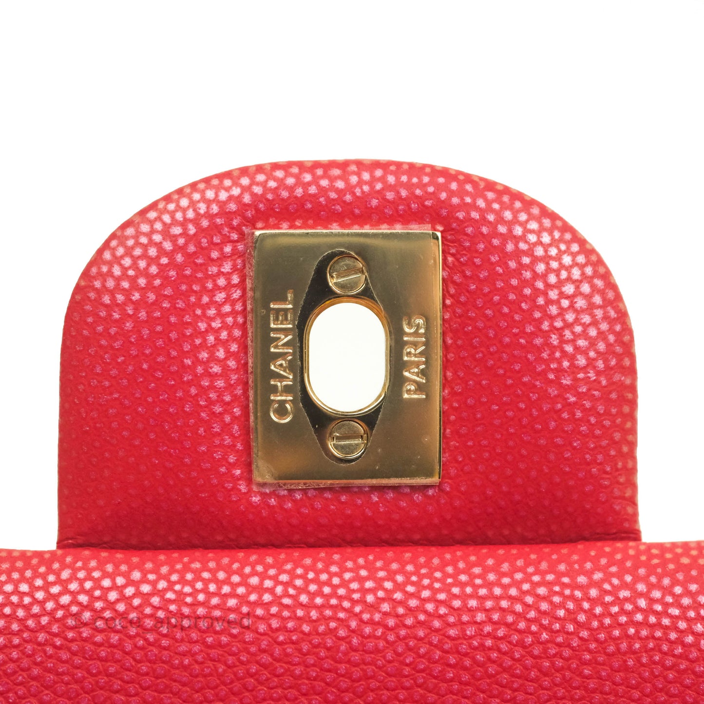 Chanel Classic M/L Medium Double Flap Iridescent Red Caviar Gold Hardware 21S