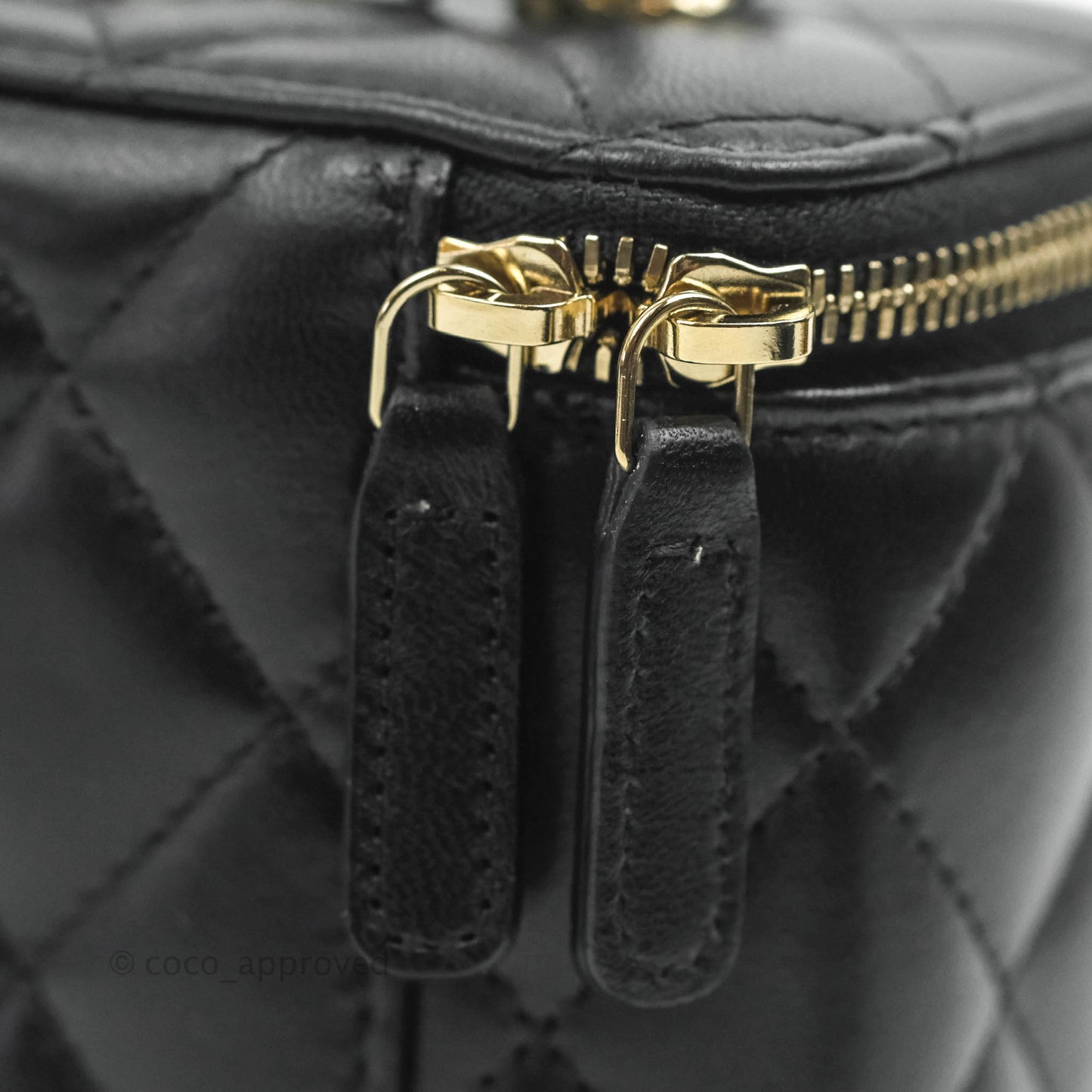 Chanel Classic Vanity Rectangular Top Handle With Chain Black Lambskin Gold Hardware