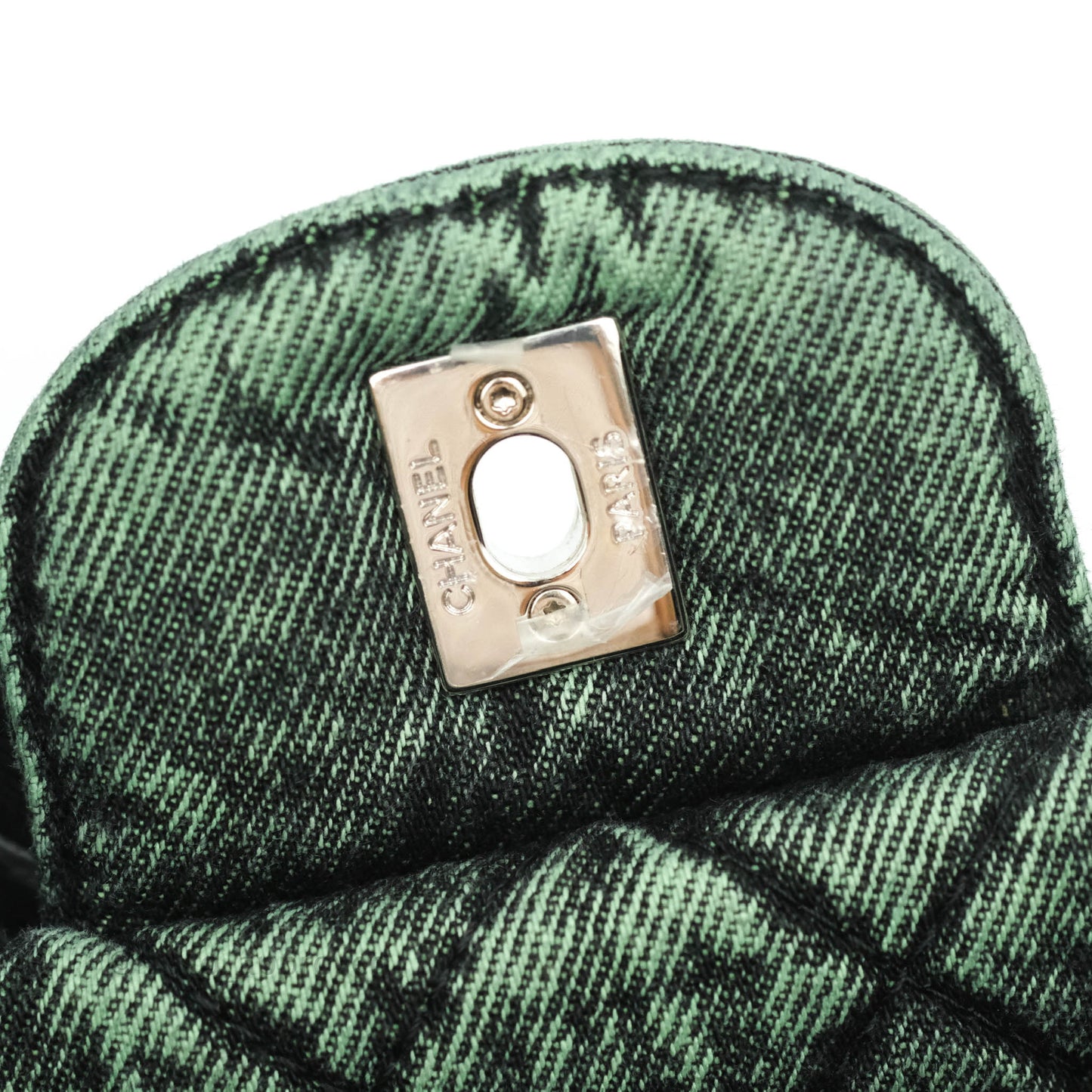 Chanel Small XXL Denimpression Flap Bag Aged Green Denim Silver Hardware