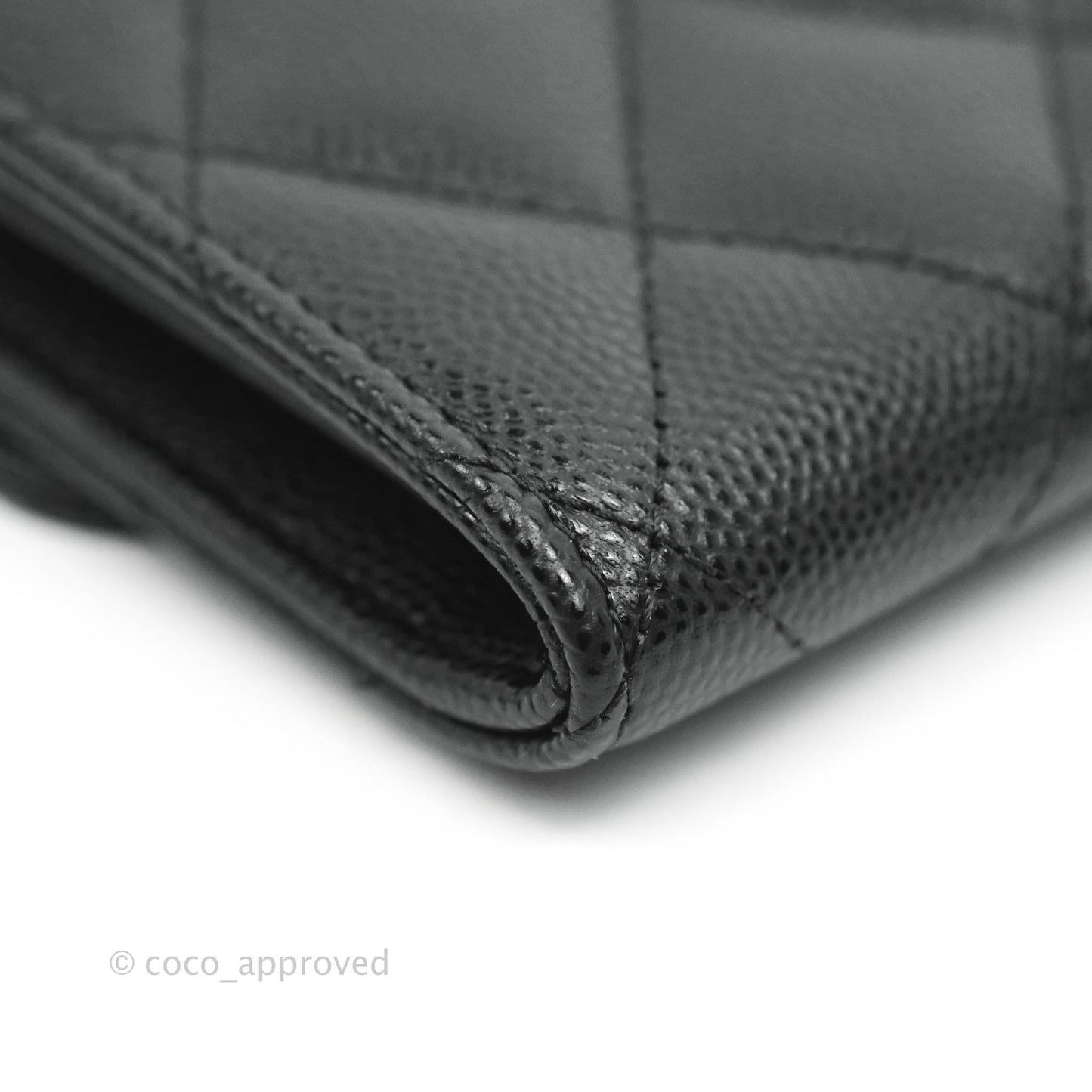 Chanel Quilted Small Flap Card Holder Black Caviar Silver Hardware