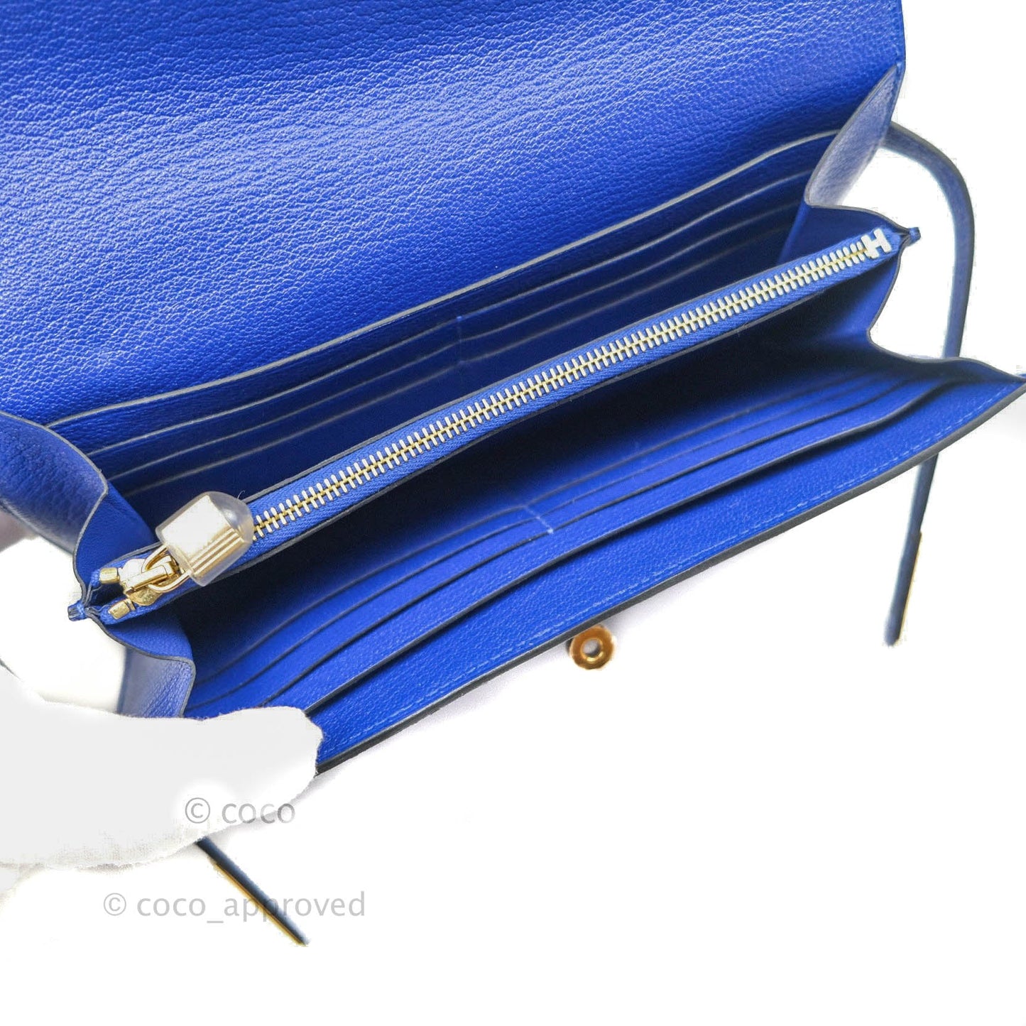 Hermès Kelly Wallet Chevre Mysore Bleu Electrique Gold Hardware