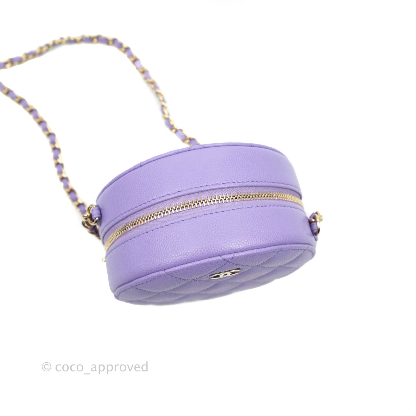 Chanel Round Circle Bag Purple Caviar Gold Hardware 20S