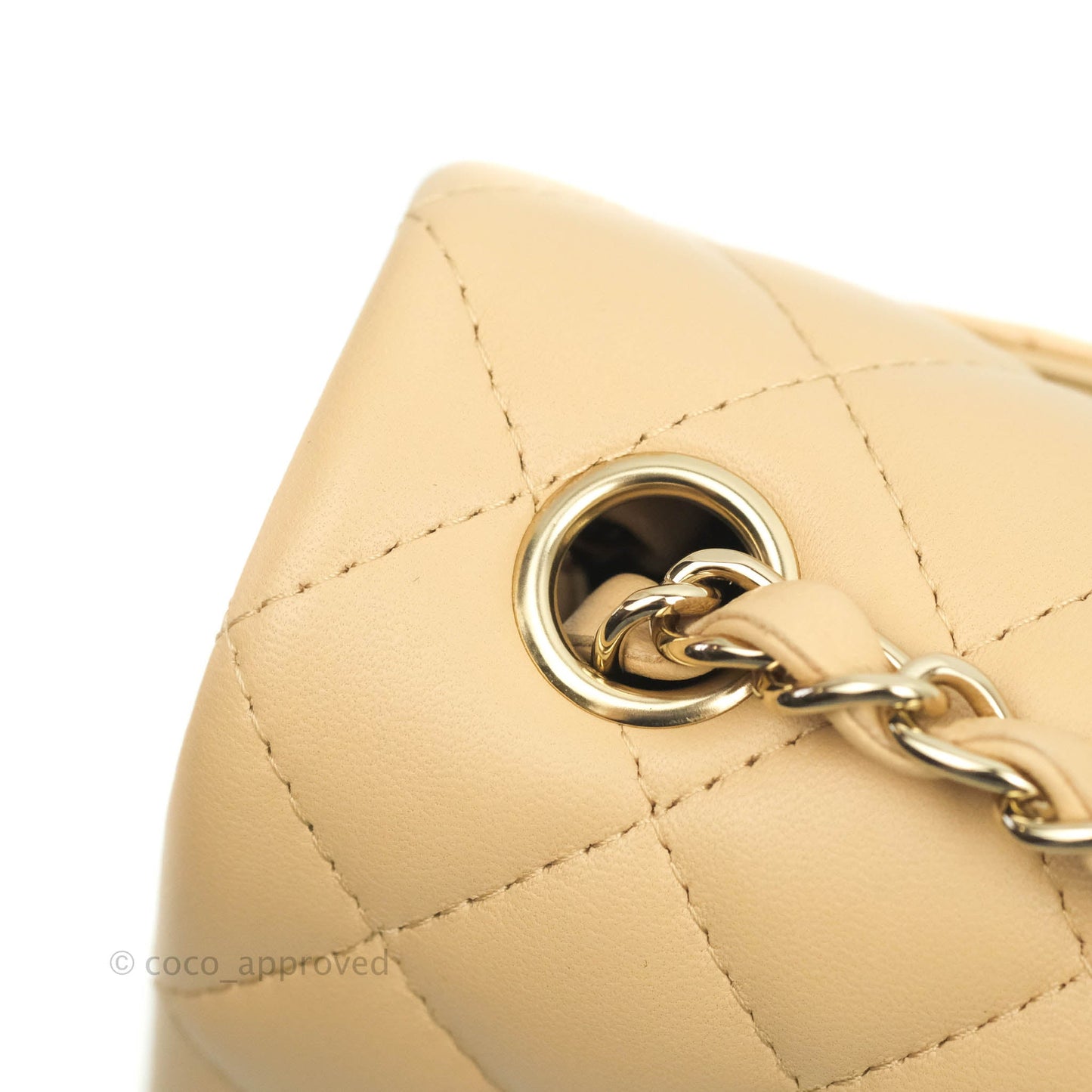 Chanel Classic Mini Rectangular Flap Beige Lambskin Gold Hardware 22C
