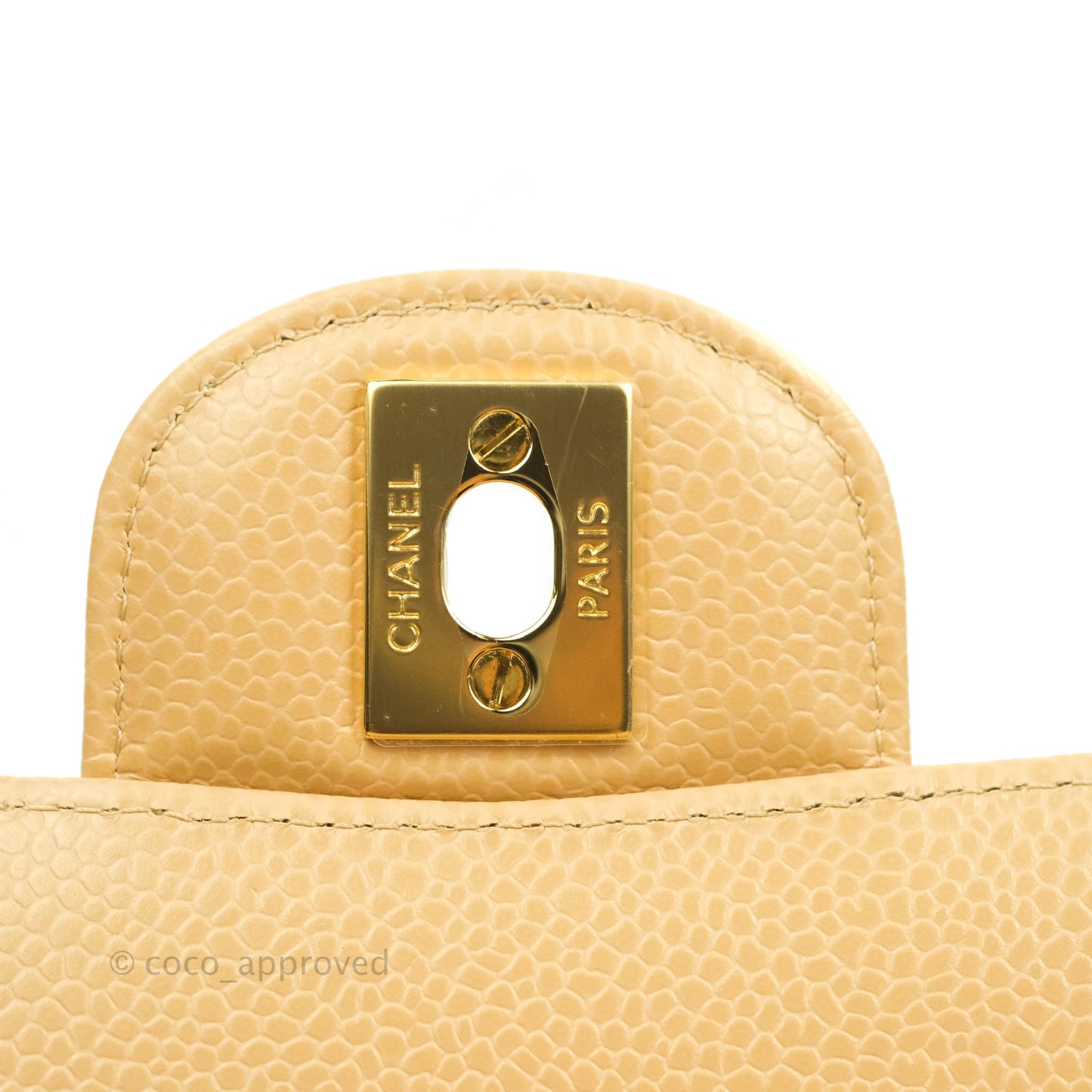 Chanel Classic M/L Medium Double Flap Beige Caviar Gold Hardware