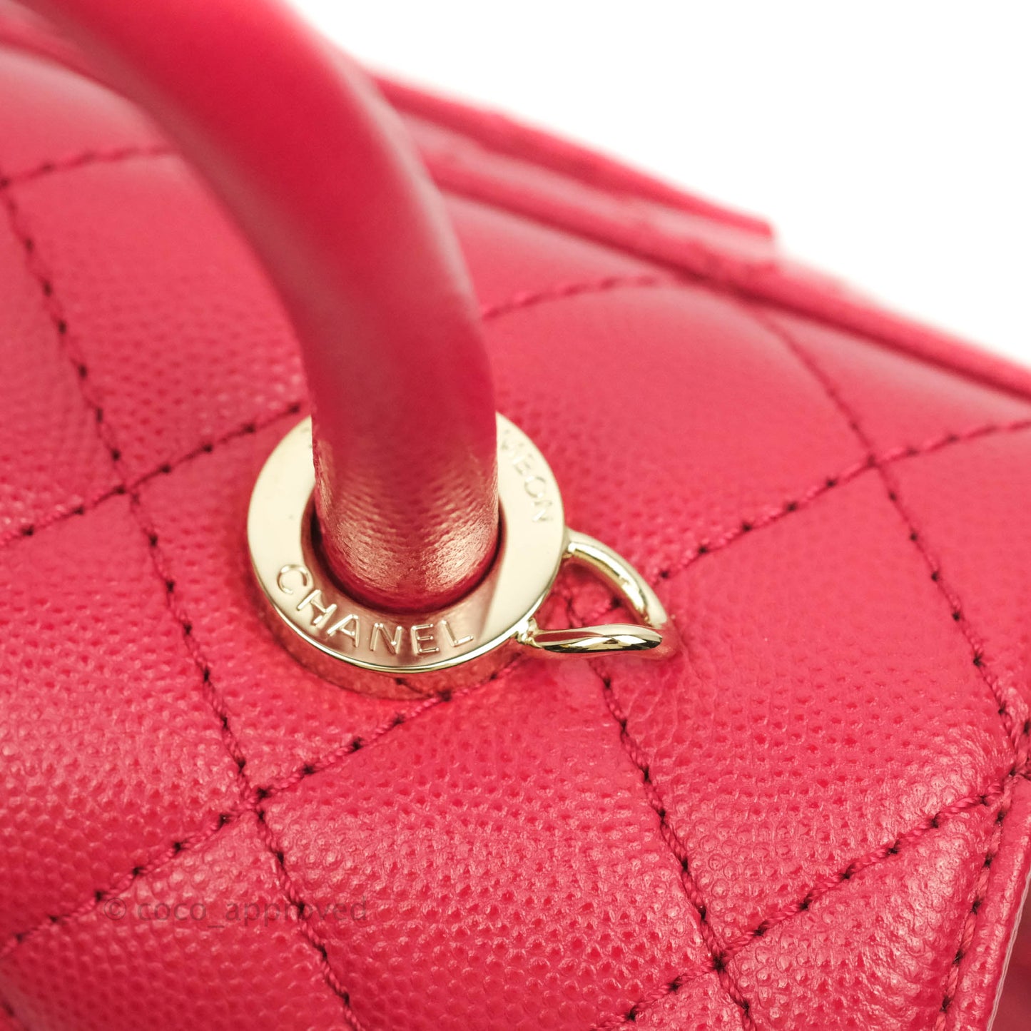 Chanel Small (Mini) Coco Handle Quilted Rosy Red Caviar Gold Hardware 21A
