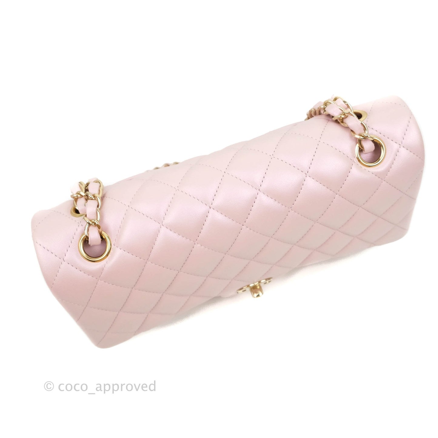 Chanel Quilted M/L Medium Double Flap Bag Iridescent Pink Calfskin Gold Hardware 21S